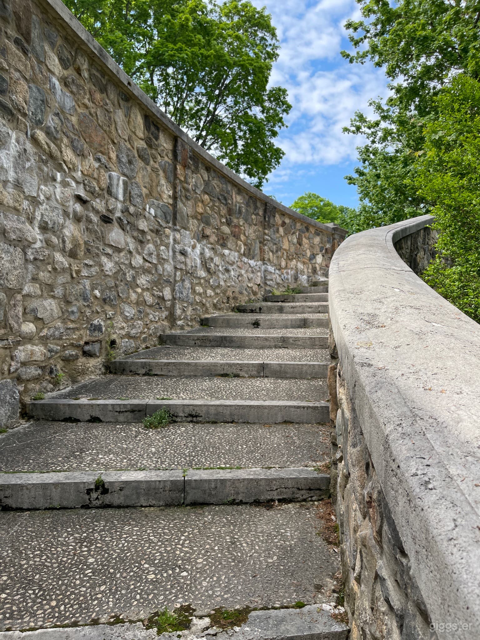 Outside gardens filled with history.  Stone walls, trellis', open fields.