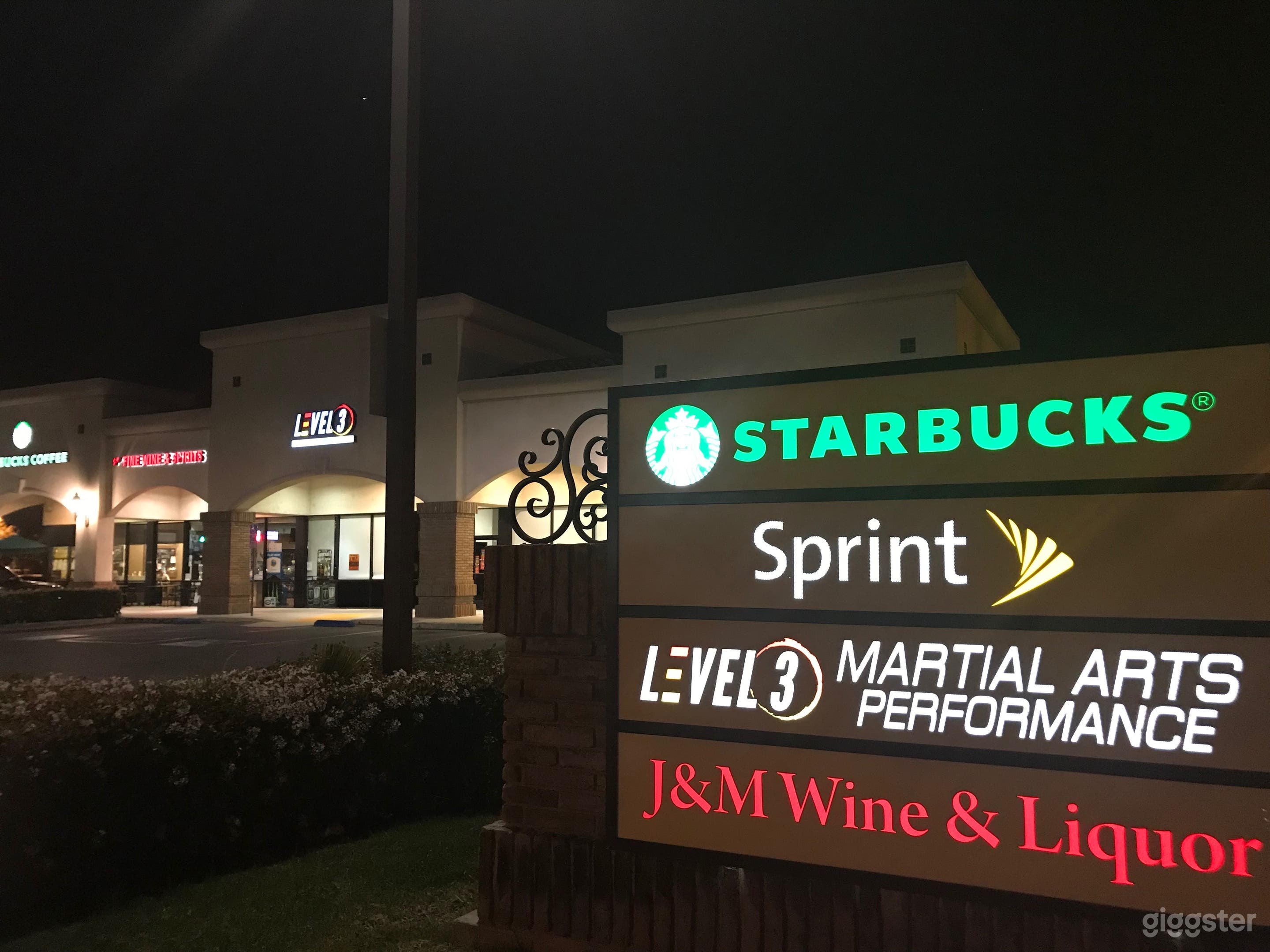 Store front view from the street / driveway.