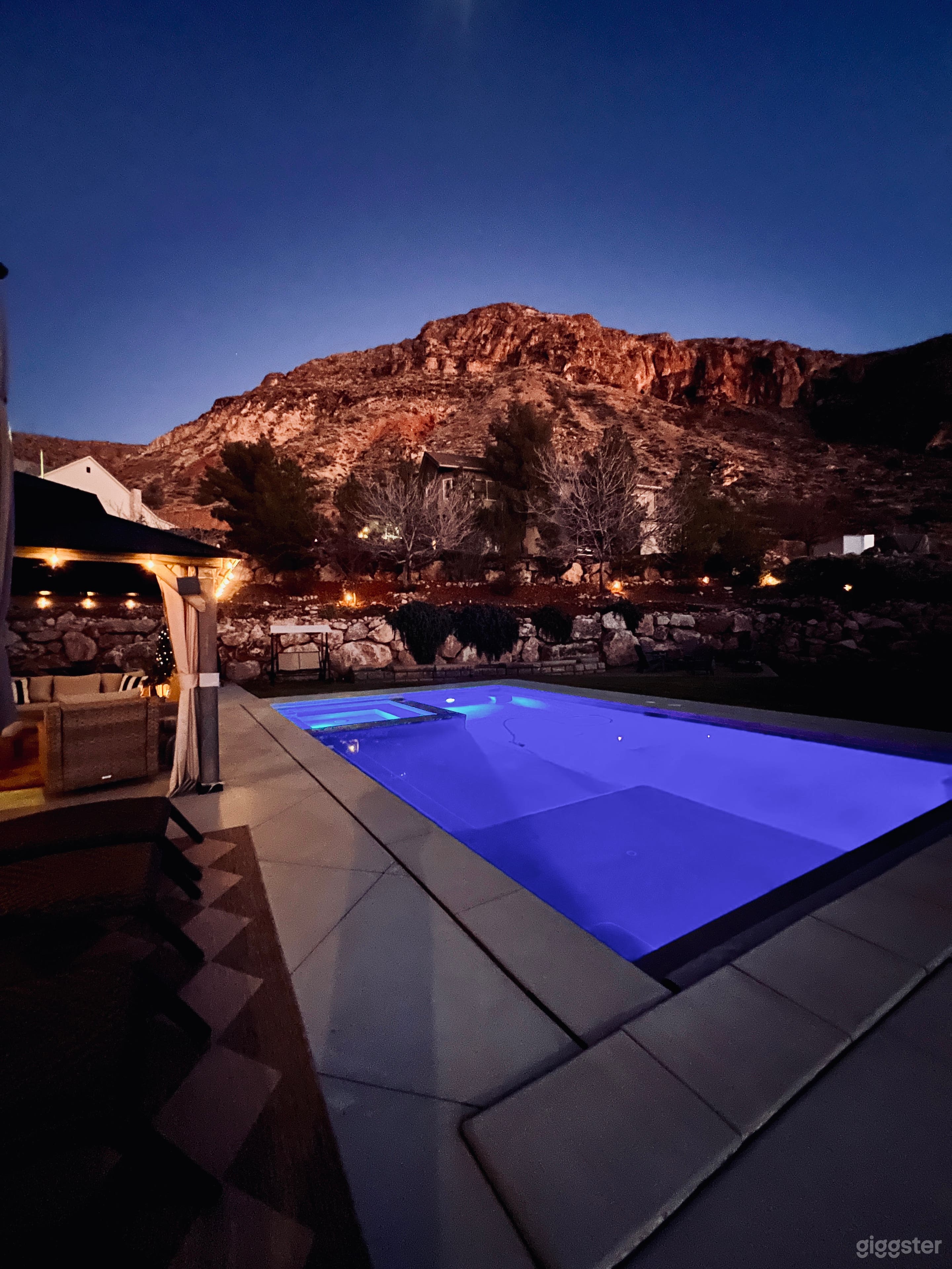 Modern Desert Backyard with Heated pool, Spa & Fire Pit Photo 1