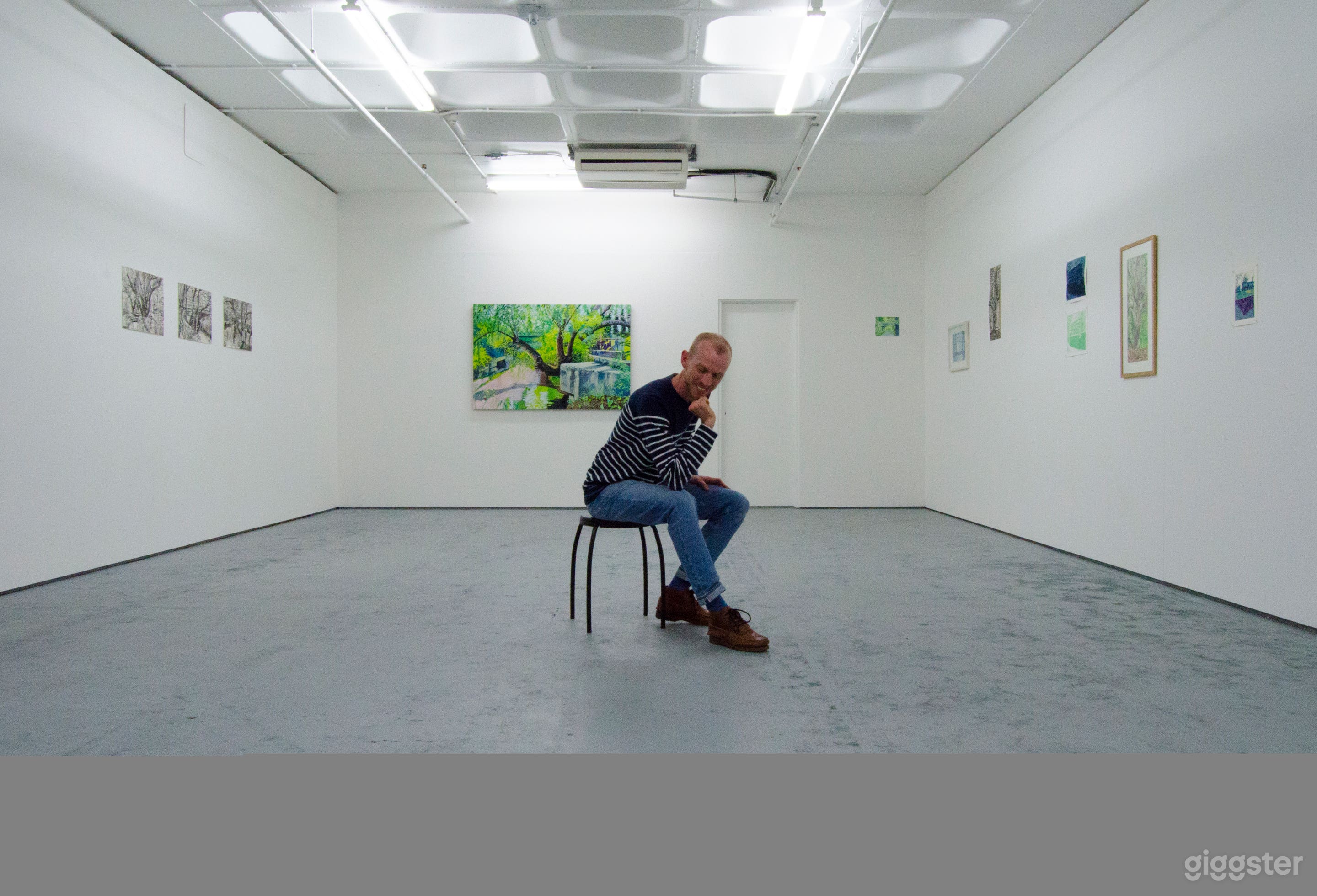An example of the white cube space in use for an exhibition. 