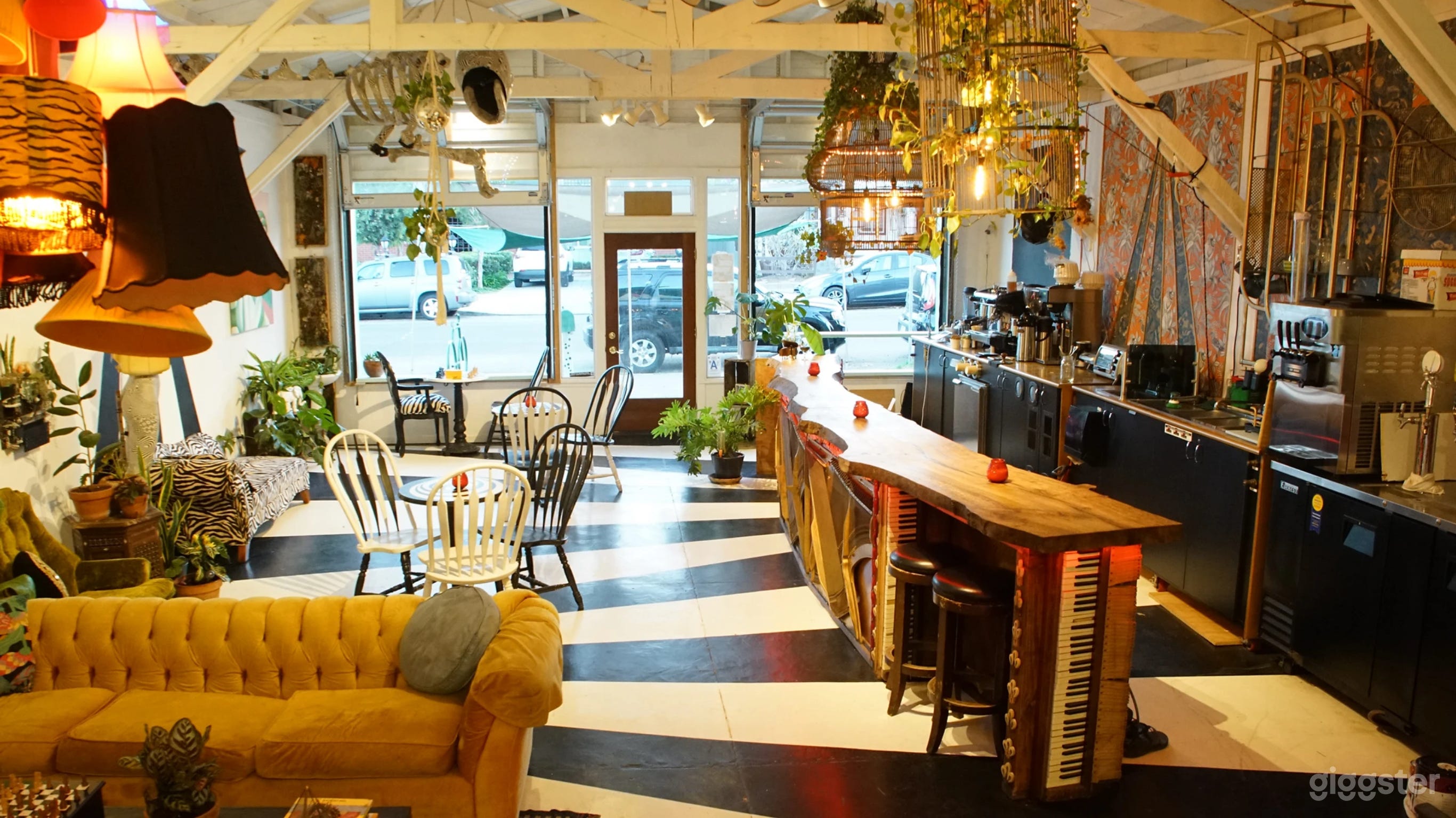Our cafe/bar/living-room area - the veritable « kitchen » of the house party and hearth of our home. 