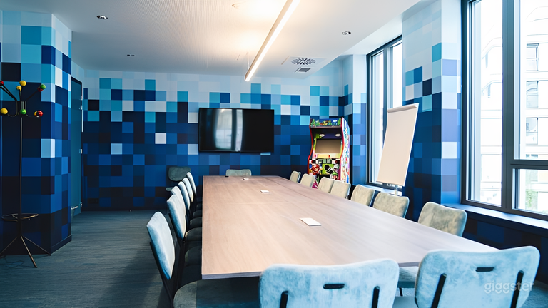  Sala de consejo moderna con estilo píxel 