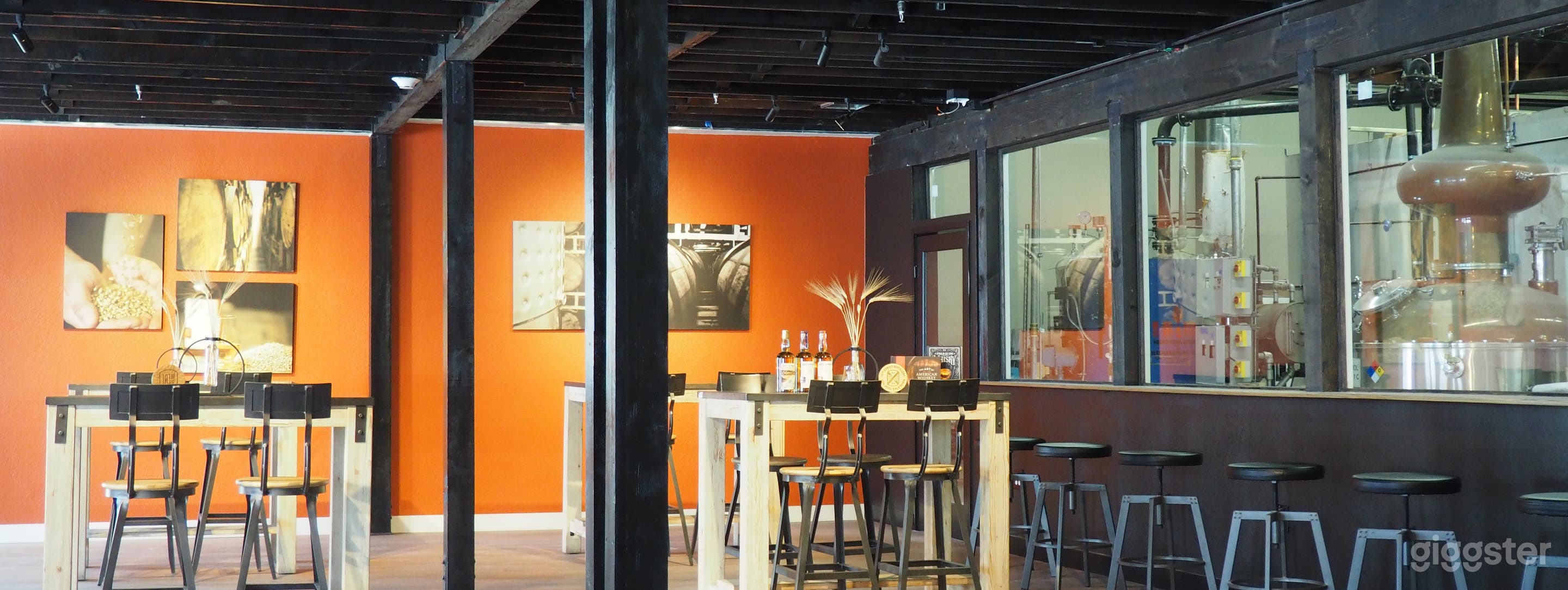 Peer through our glass paneled walls to see into the production room where we distill all our offerings.