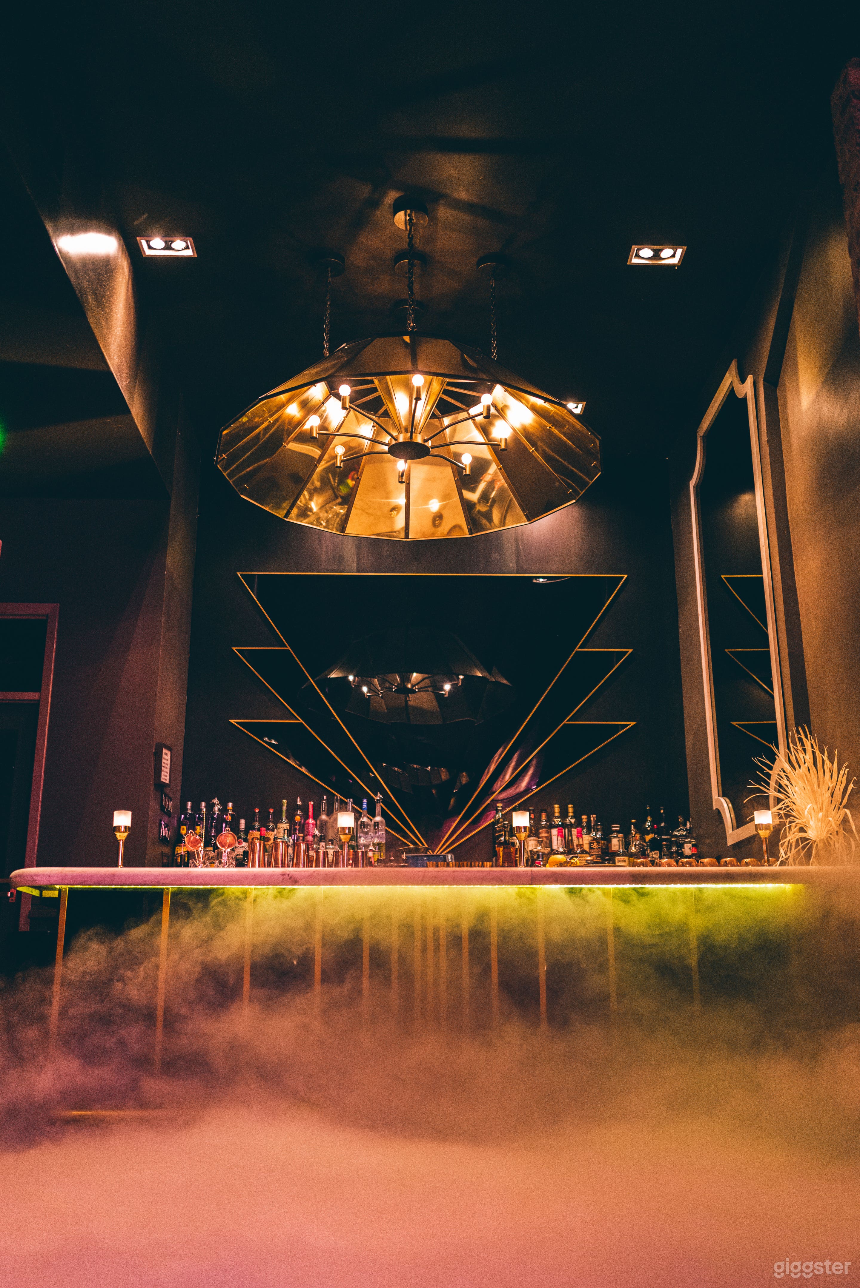 Art Deco Back Bar. The black glass back bar is the perfect surface to branding a company logo in vinyl.