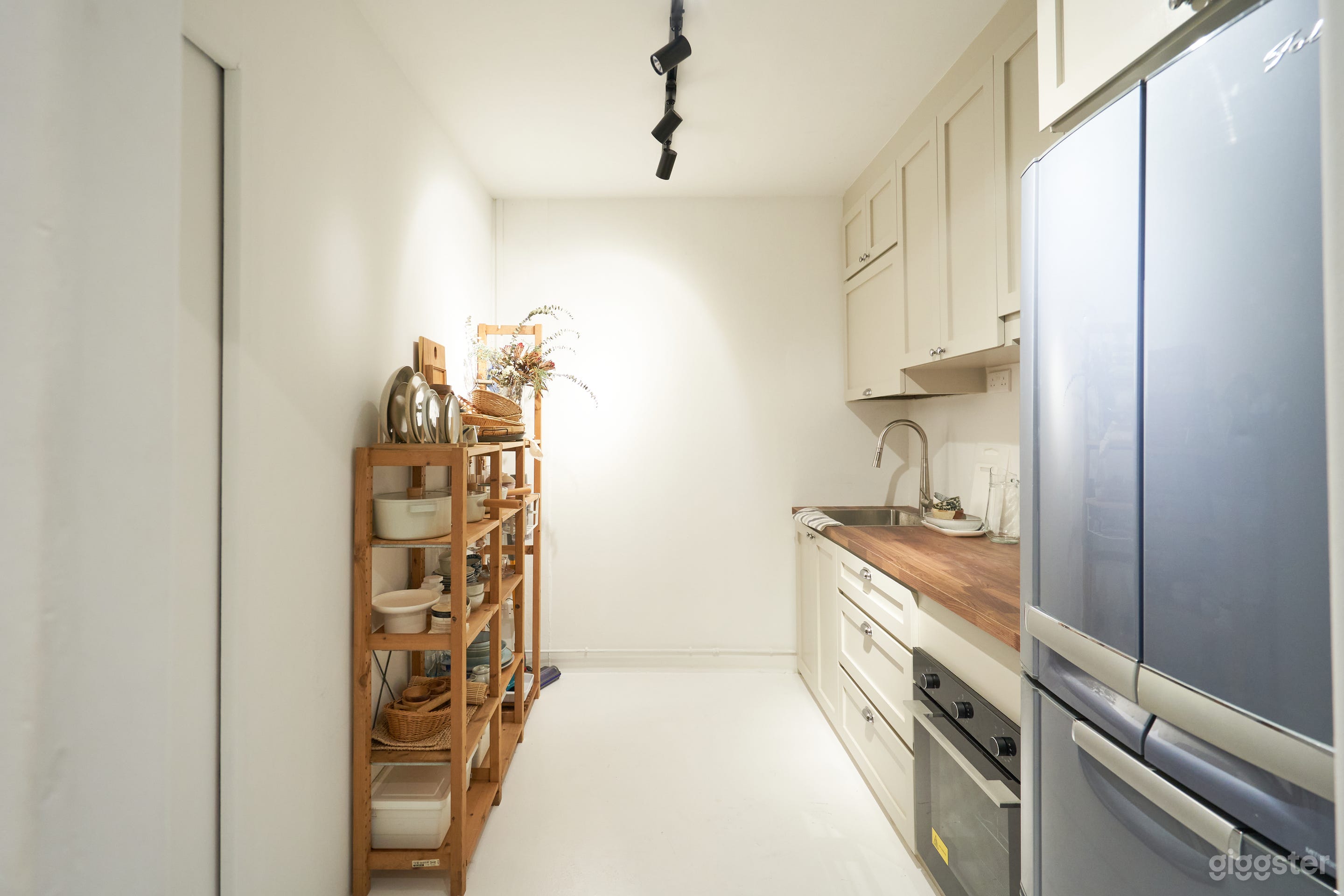 Kitchen with an assortment of cookware and tableware