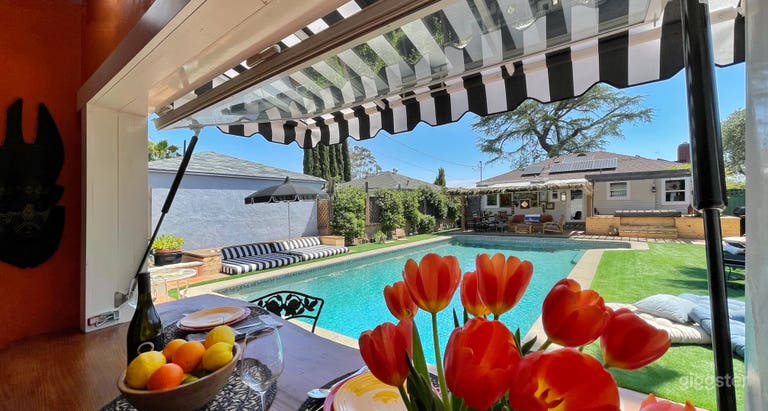  The Bar! The Casita has a large pop-open window that provides a live edge wood bar overlooking the pool 