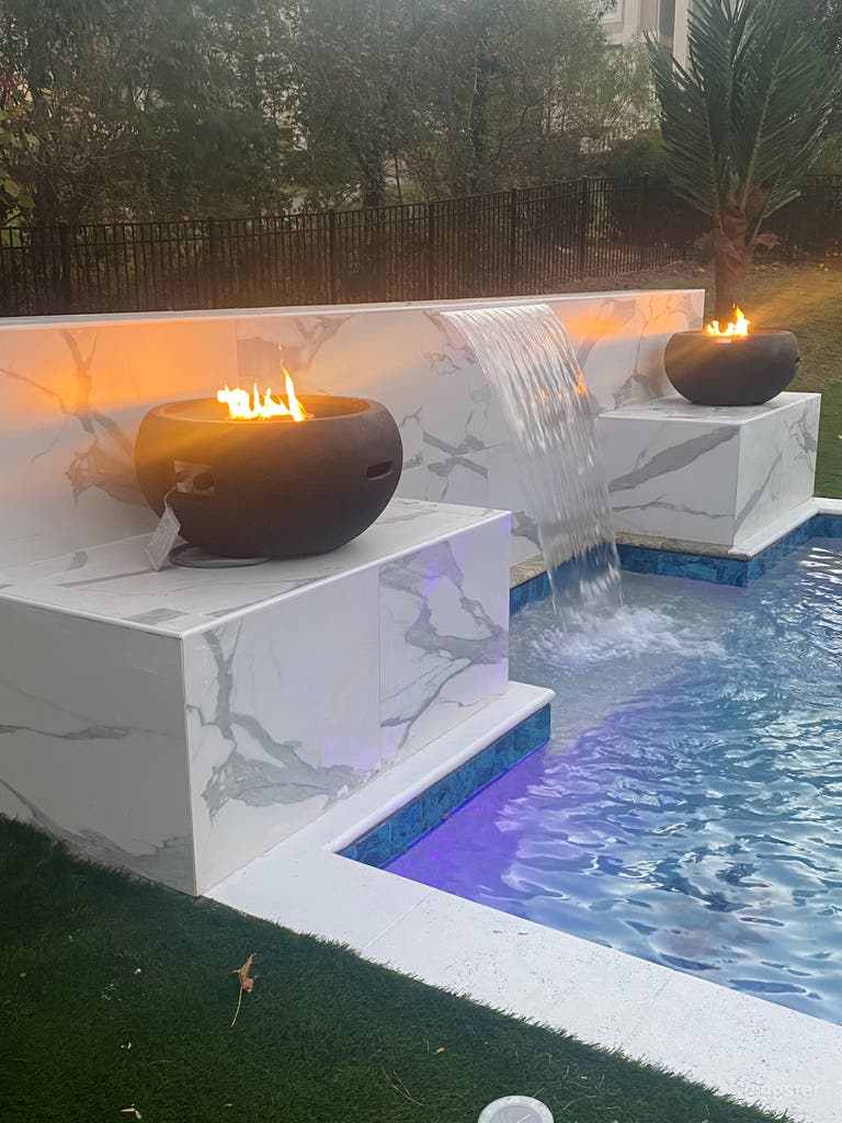  fire pit backside of pool  