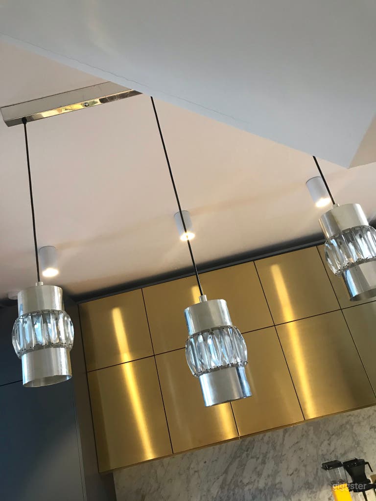  Kitchen
Real brass clad cupboards 
Open plan Ground Floor 