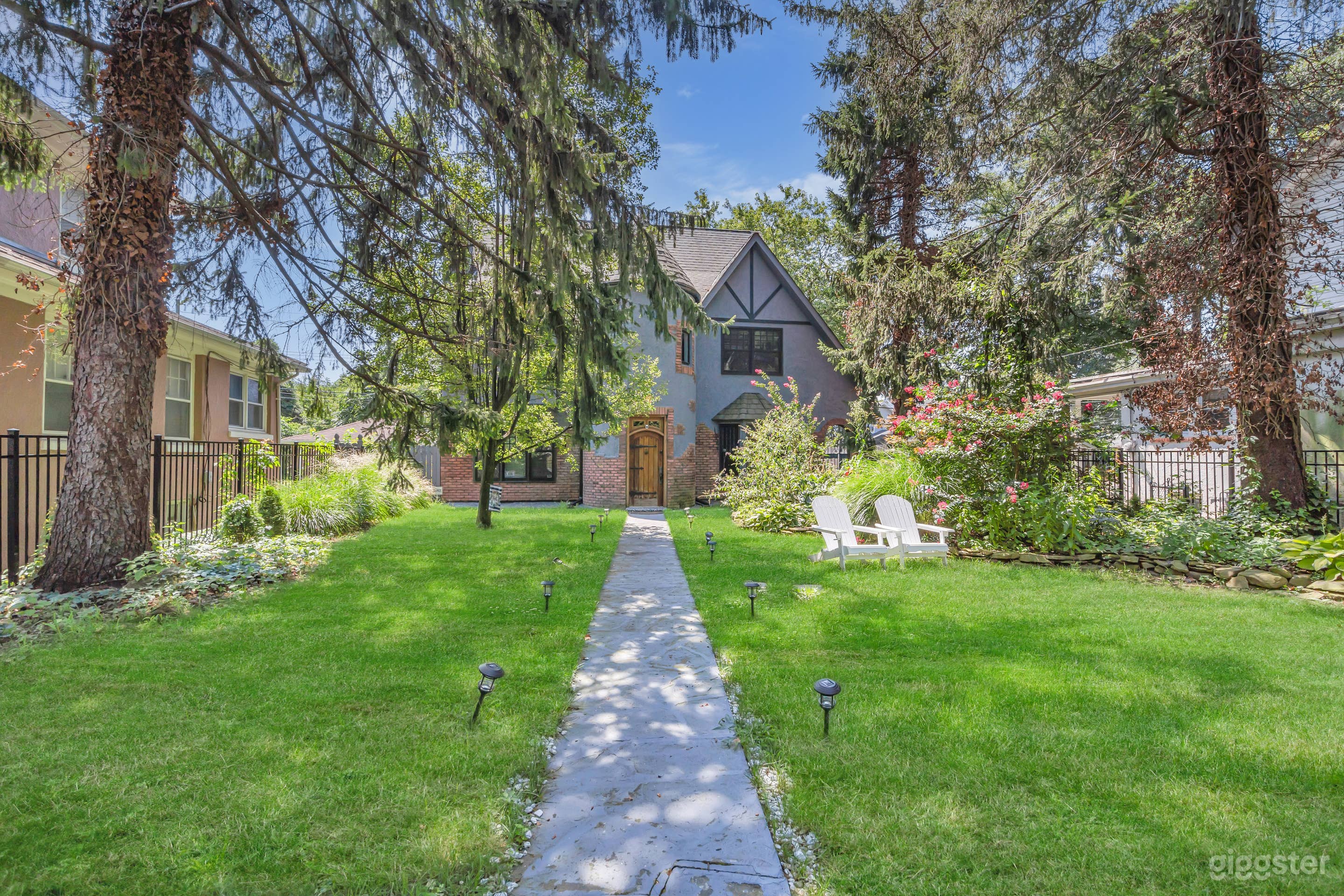 Long walkway leading to home. Picture taken in the summer.