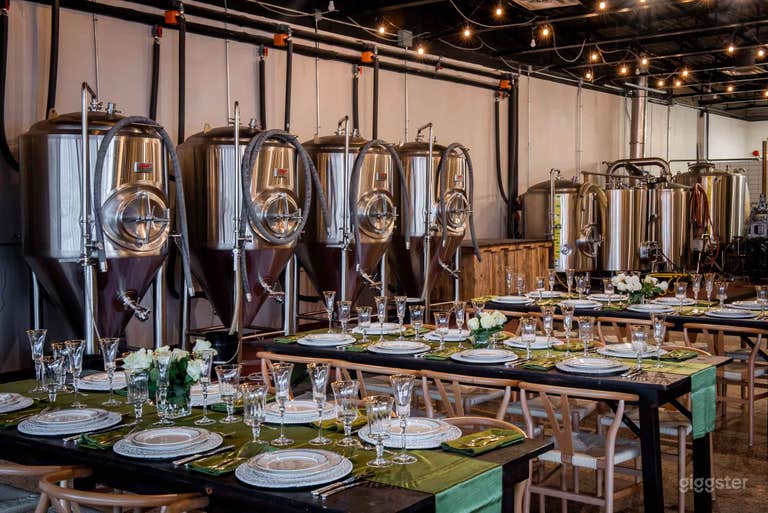  Modern Brewery Space with Exposed Brewing Vessels 