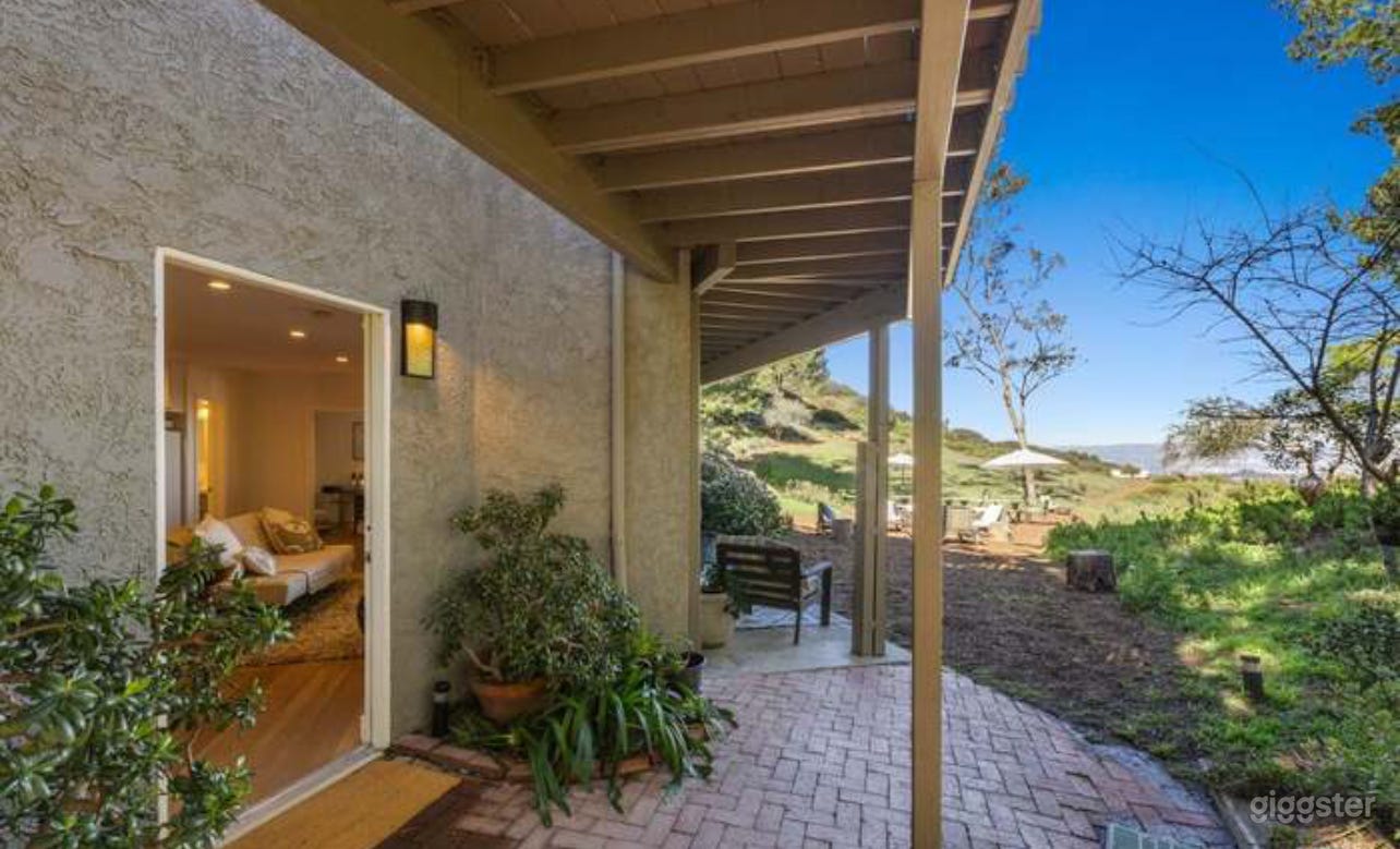 Front door, patio, garden view and shaded terrace.