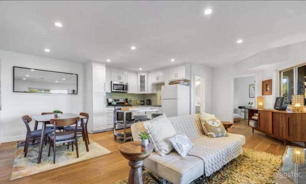 Living room to kitchen and open dining room