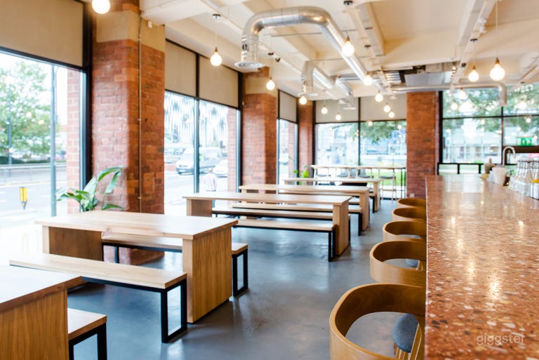  interior showing terrazzo bar and windows 