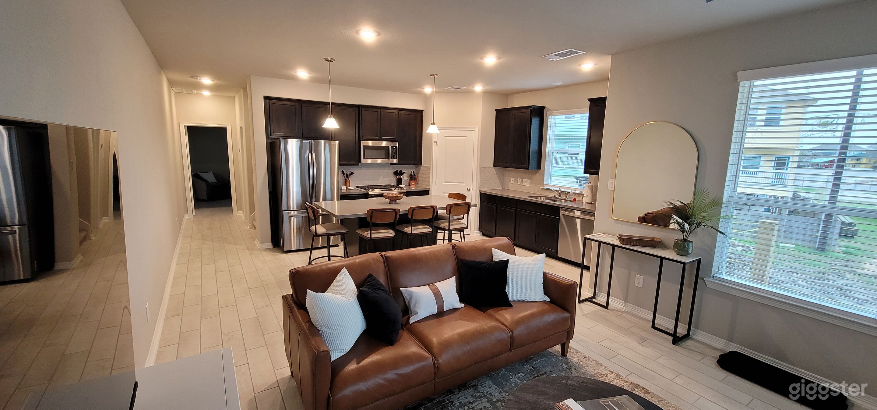 Open living room and kitchen area