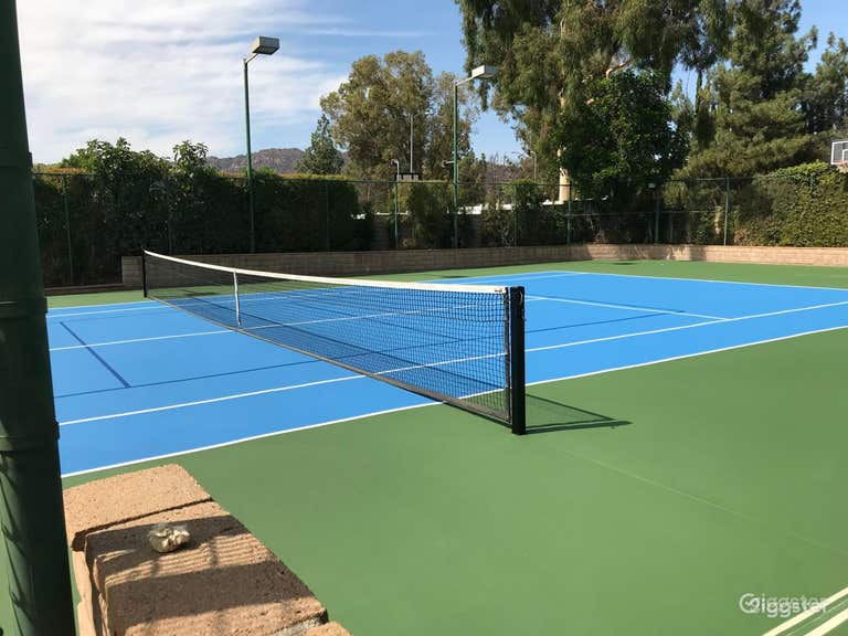  Half court basketball on tennis/pickle ball court 