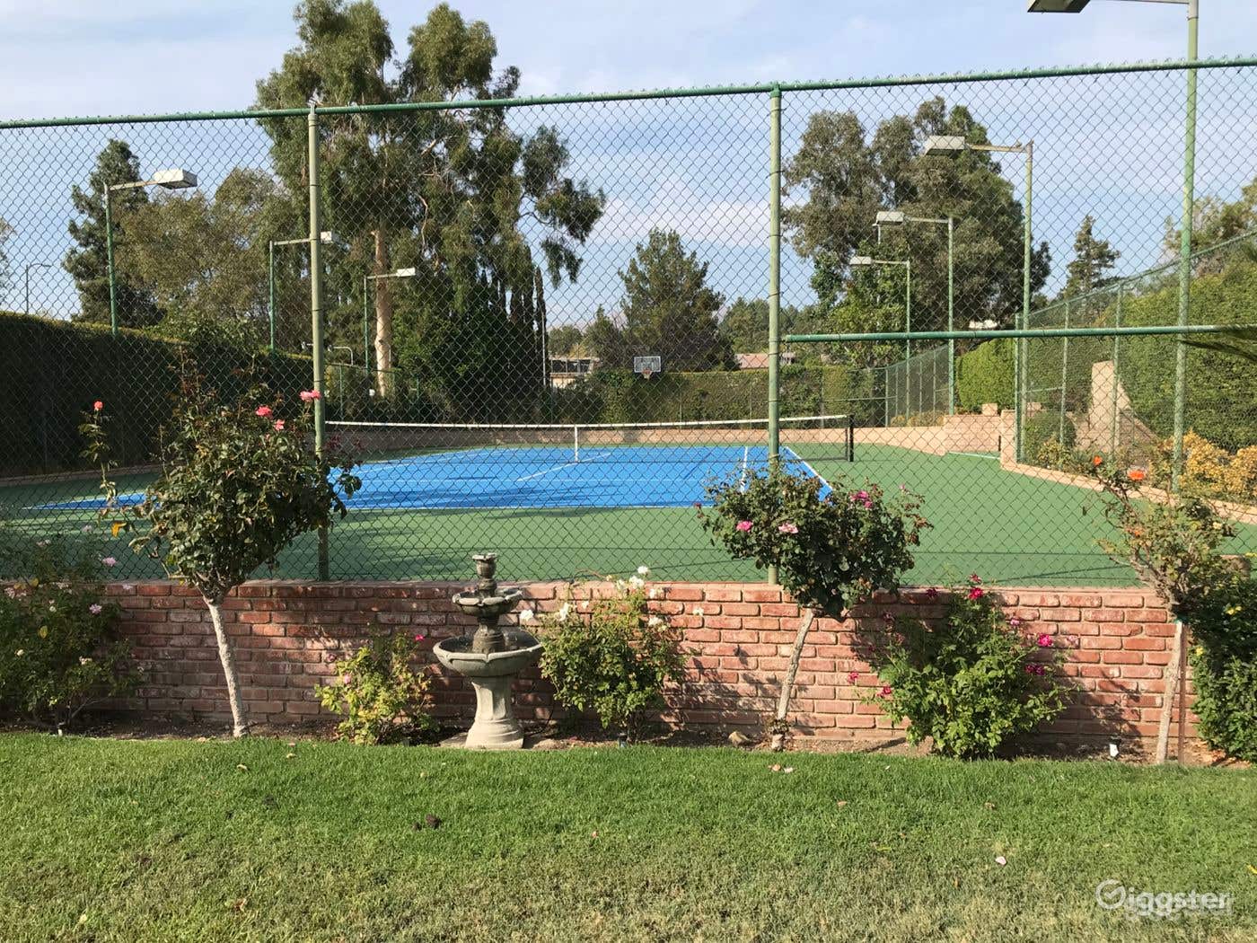 Half court basketball on tennis/pickle ball court Photo 3