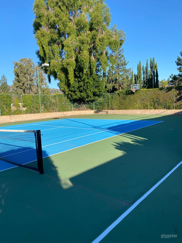  Half court basketball on tennis/pickle ball court 
