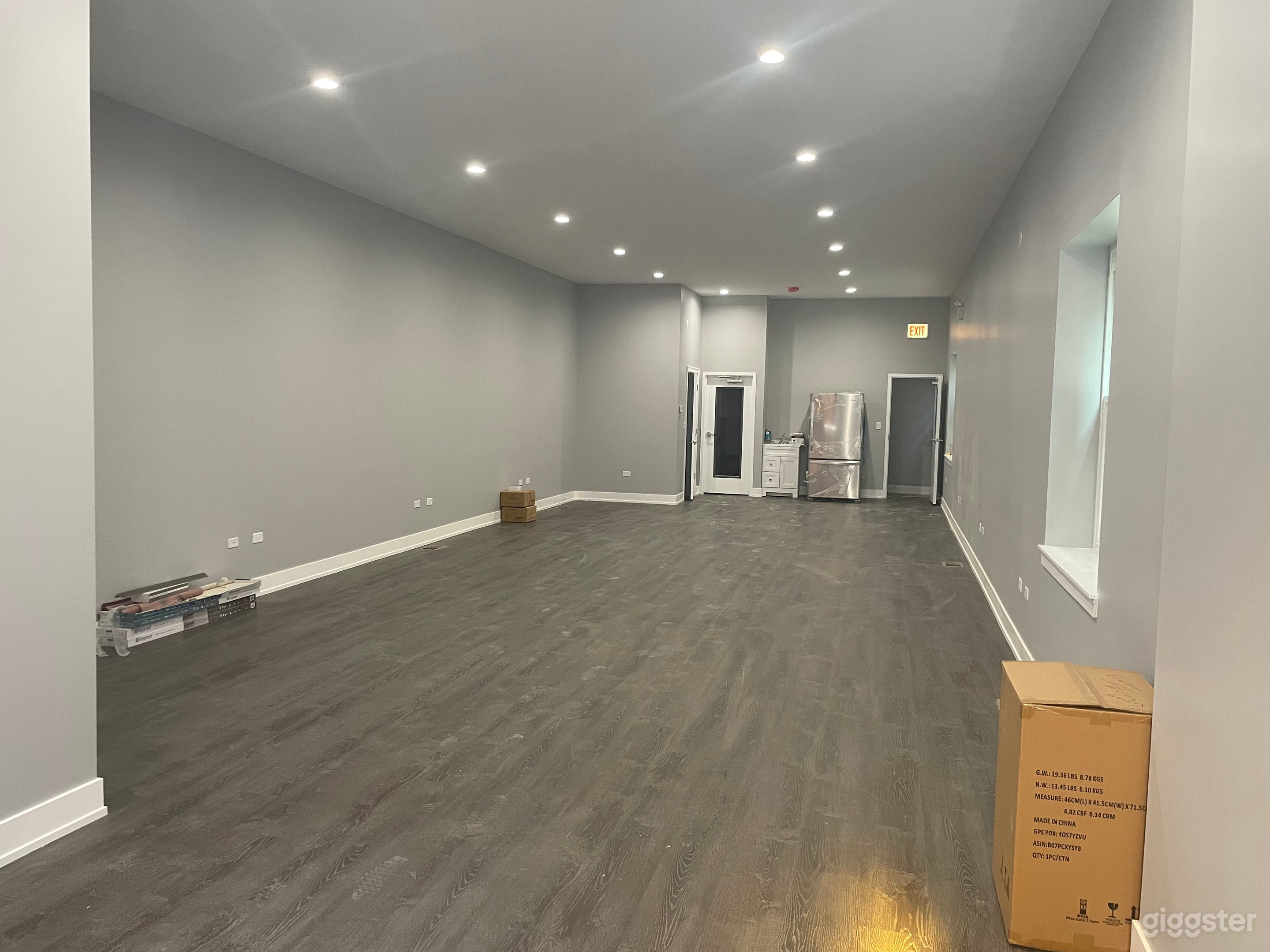 Interior currently has a few office desks in place