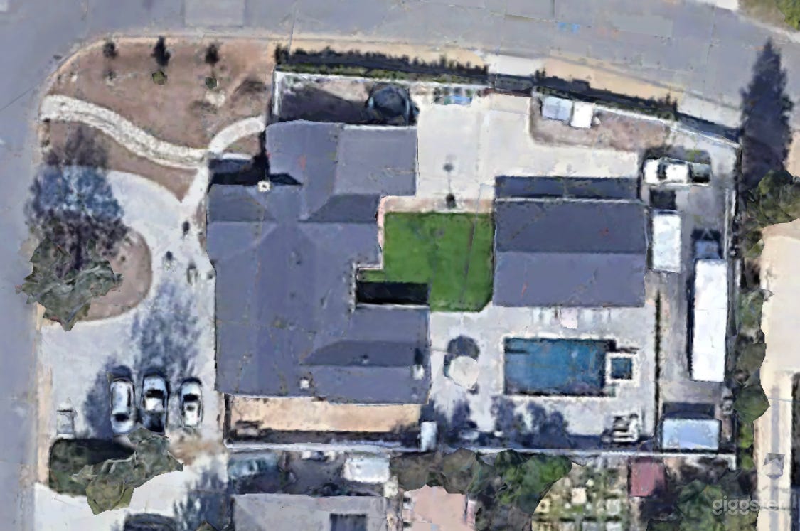 Overhead view. Plenty of parking.