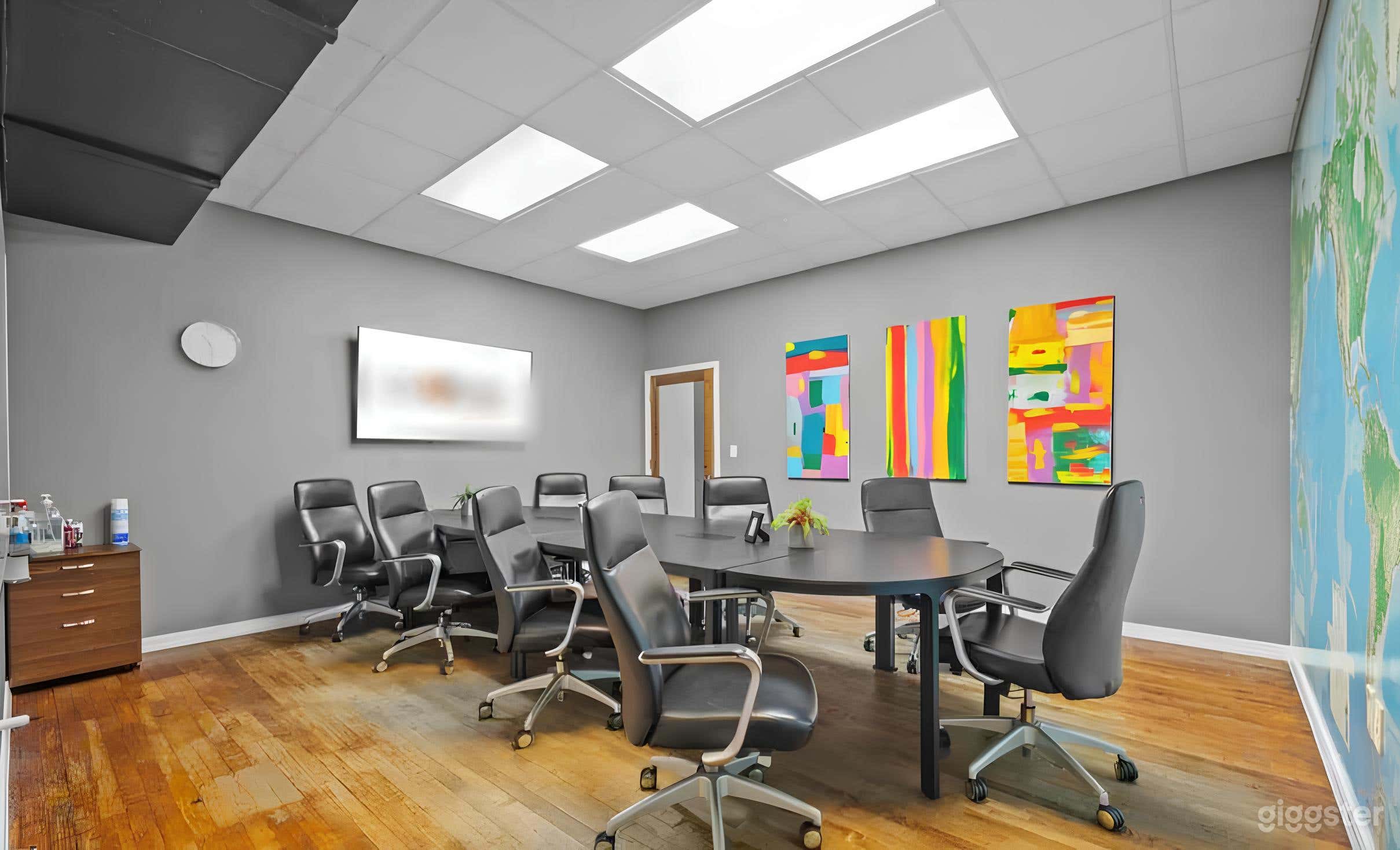 Conference Room for 12 in Vibrant Industrial Building Photo 1