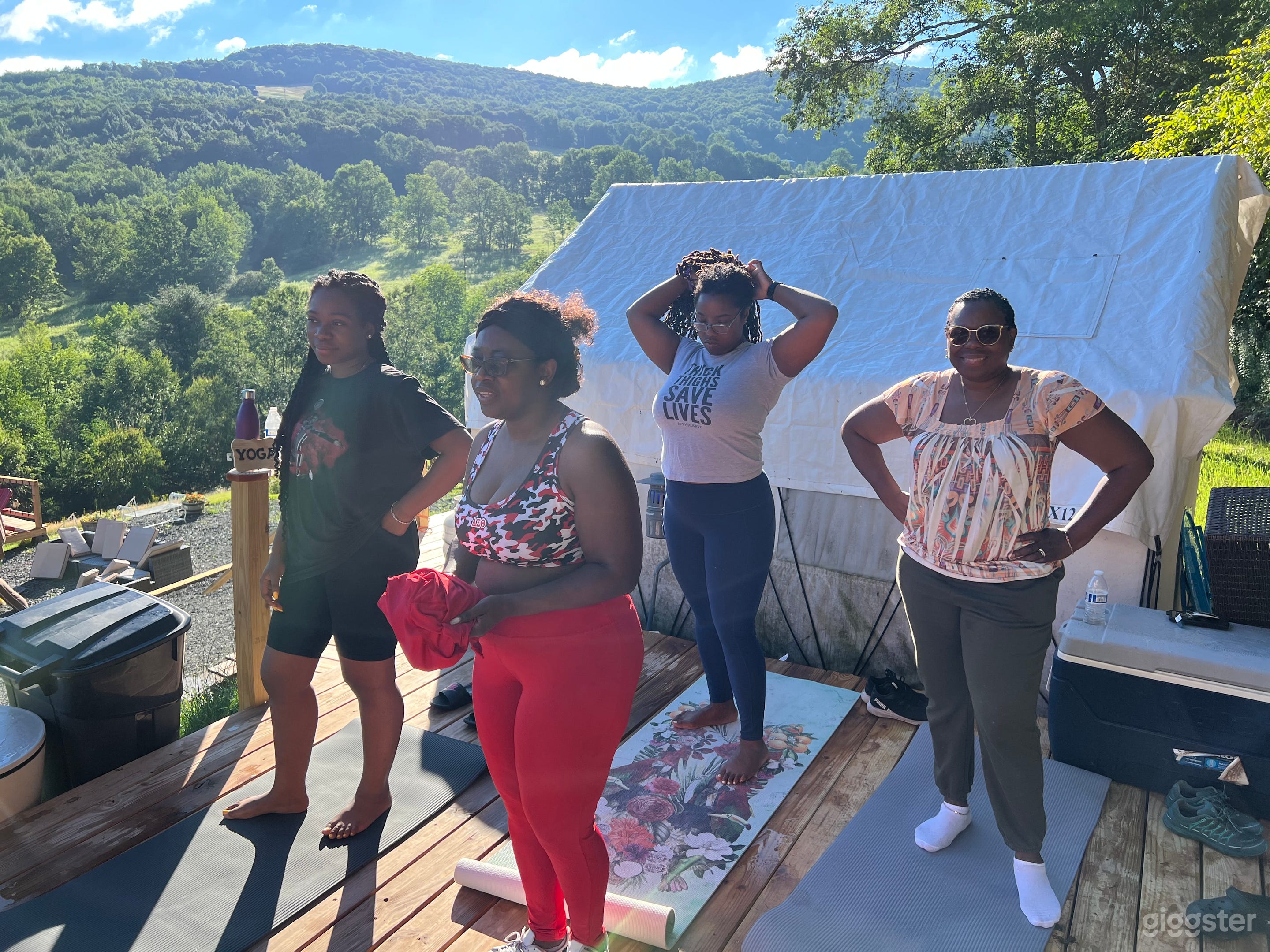 Example outdoor stretch and yoga