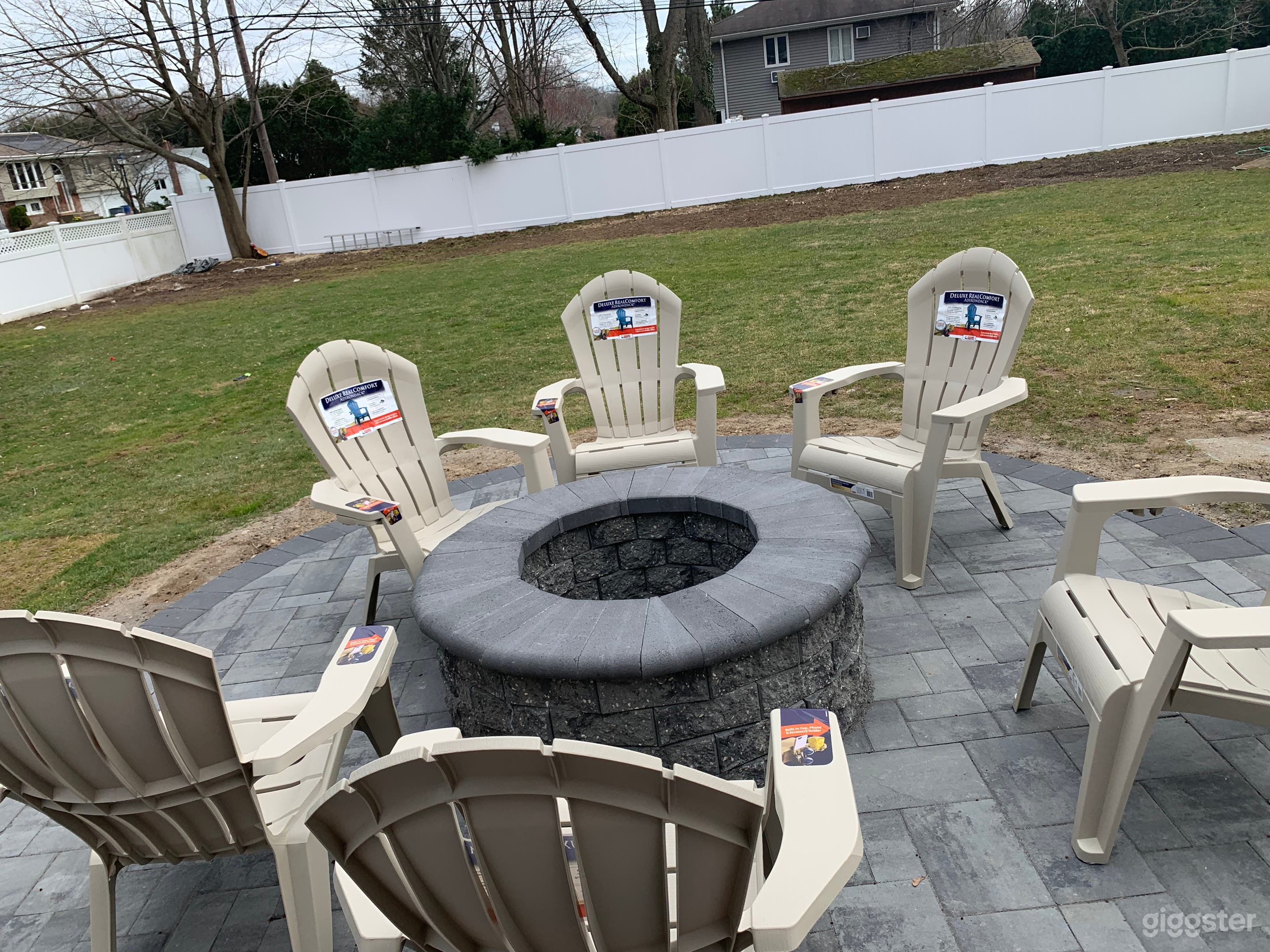 New patio with fire pit 