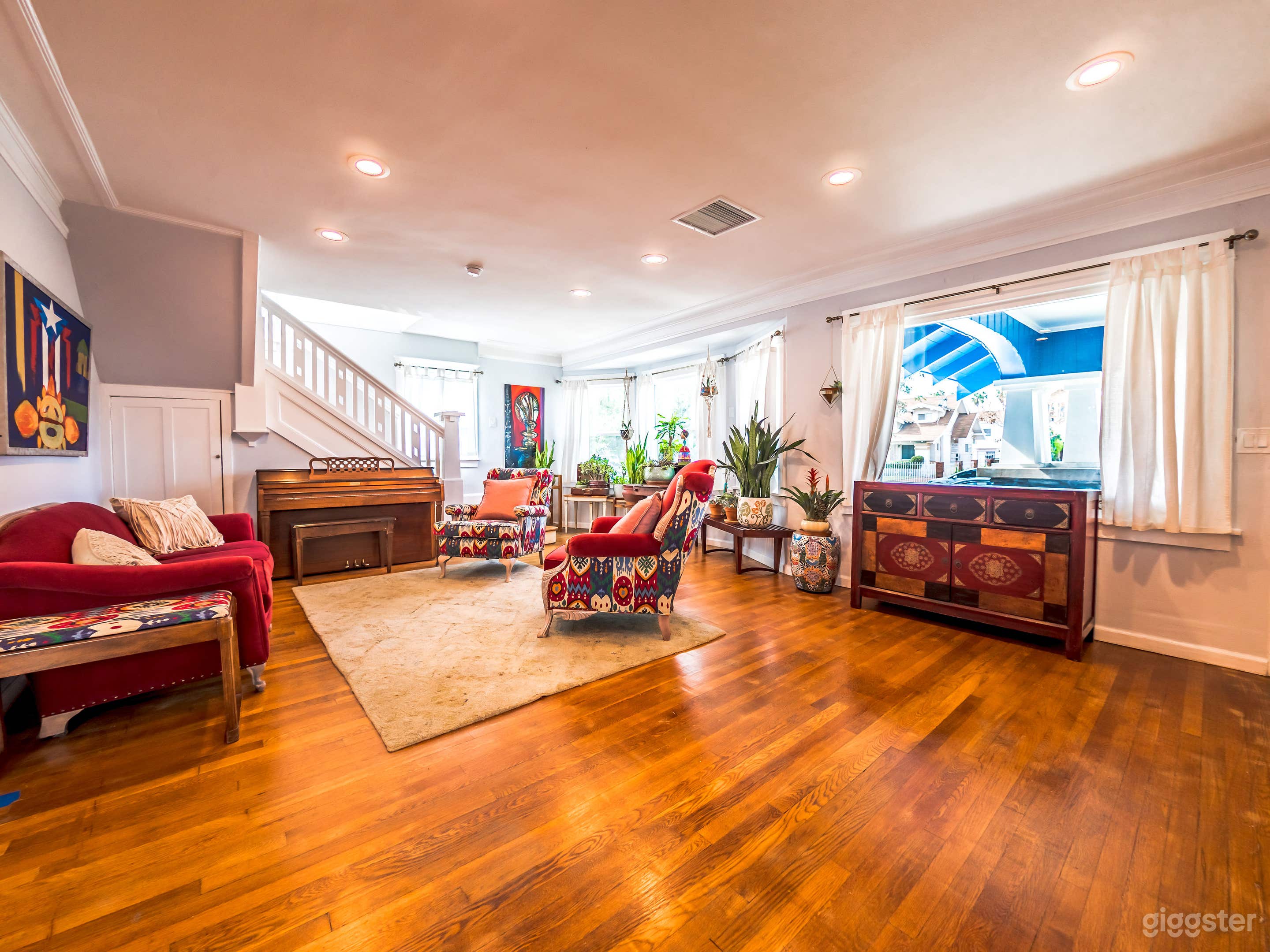 Living room with bright colors