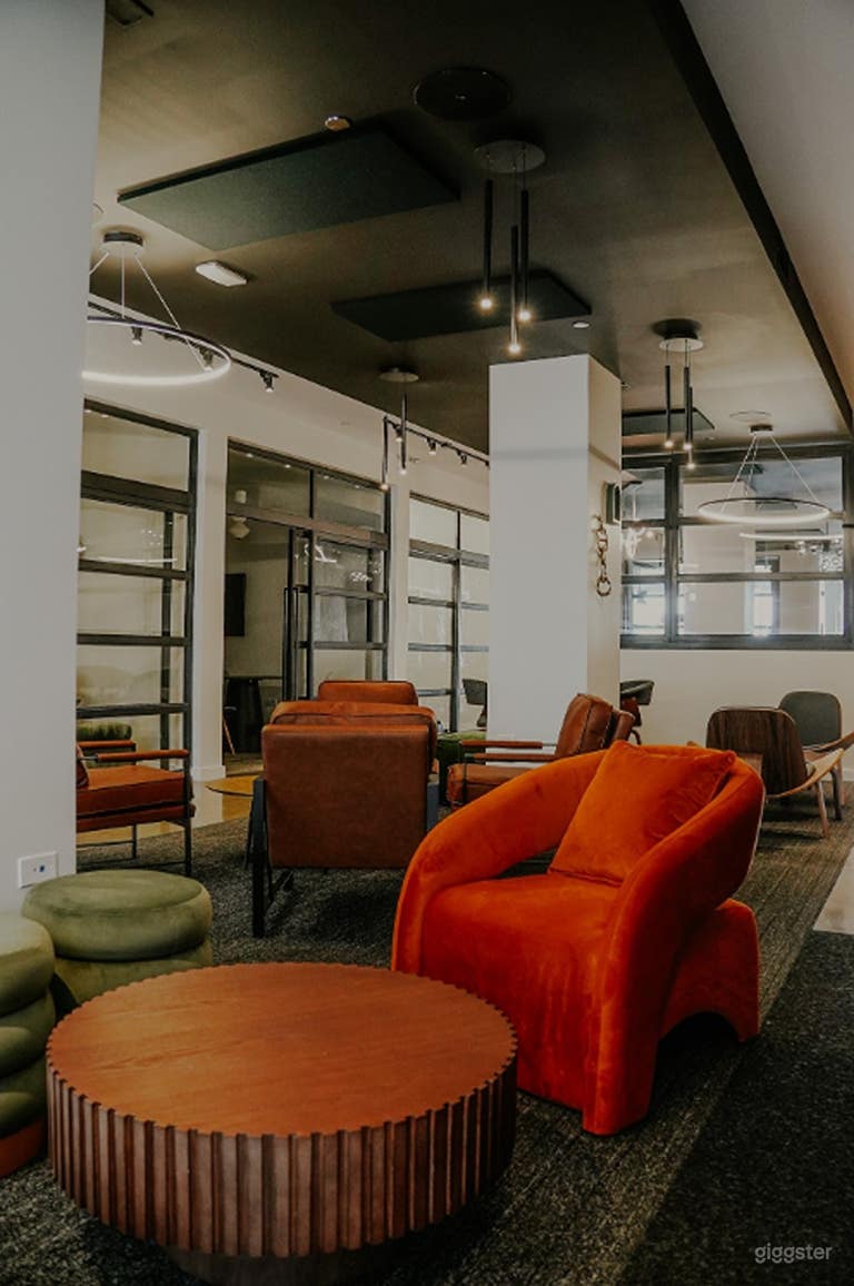  Salon d'inspiration moderne du milieu du siècle & espace de travail créatif 