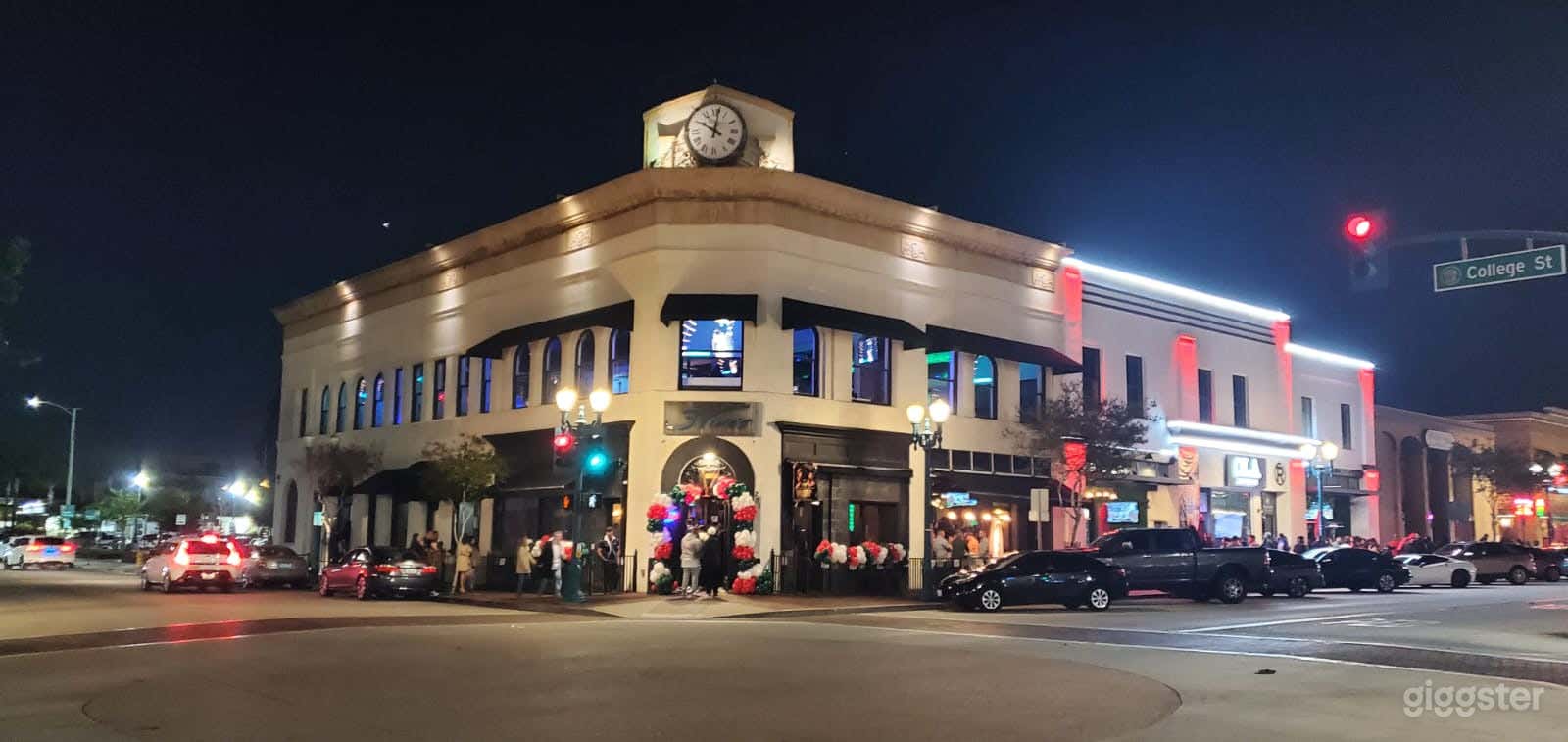 Exterior decorated for 4th of July. 