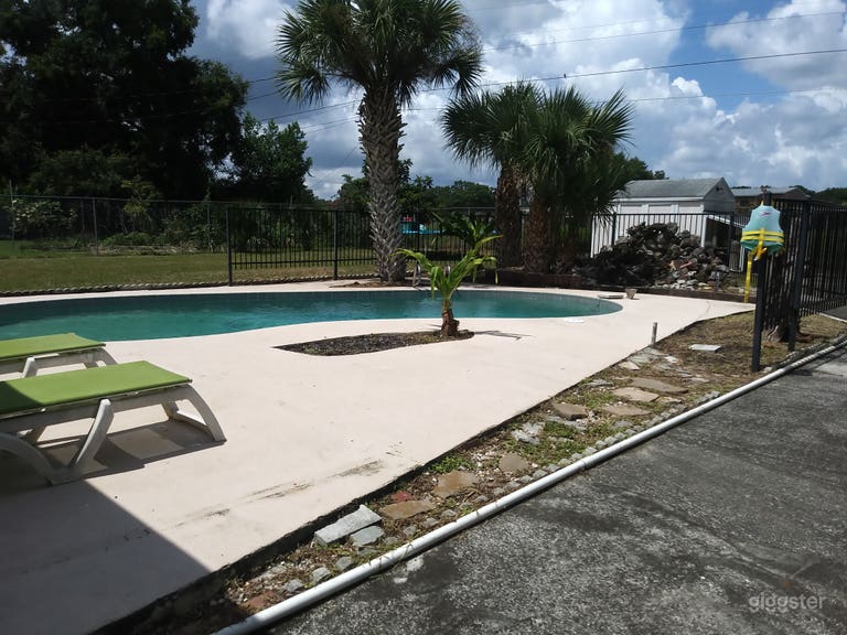  Roomy backyard with a sparkling pool 