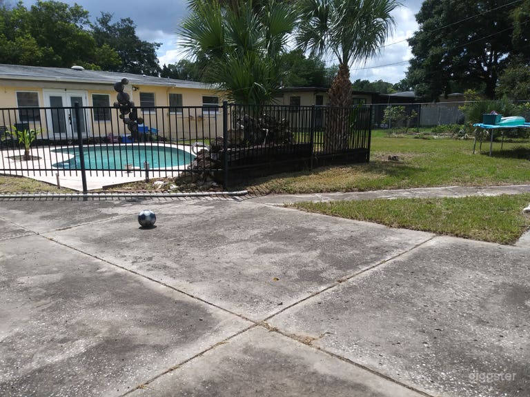 Roomy backyard with a sparkling pool 