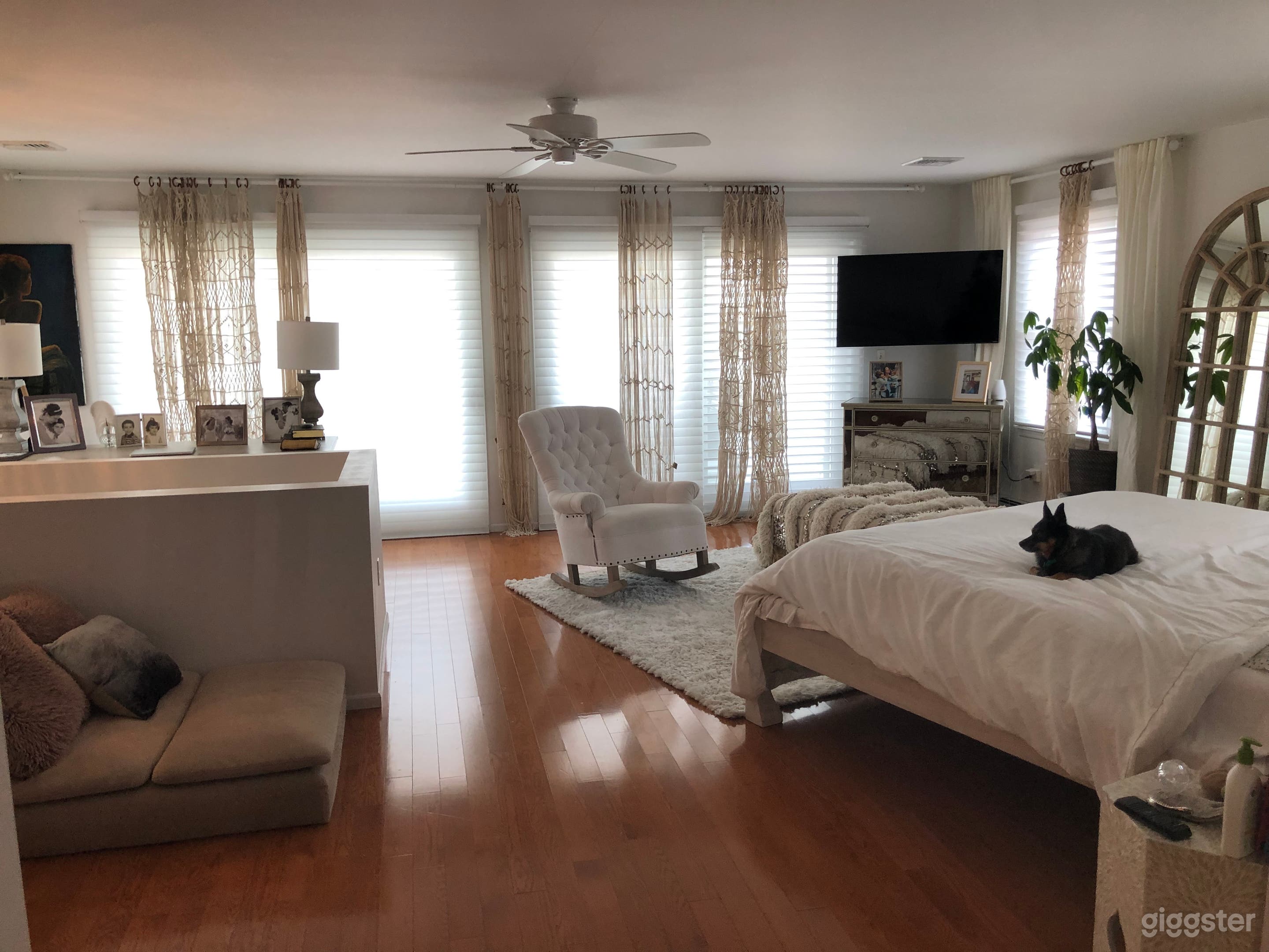 Our master bedroom with 2 sliding doors leading out to our balcony facing the ocean 