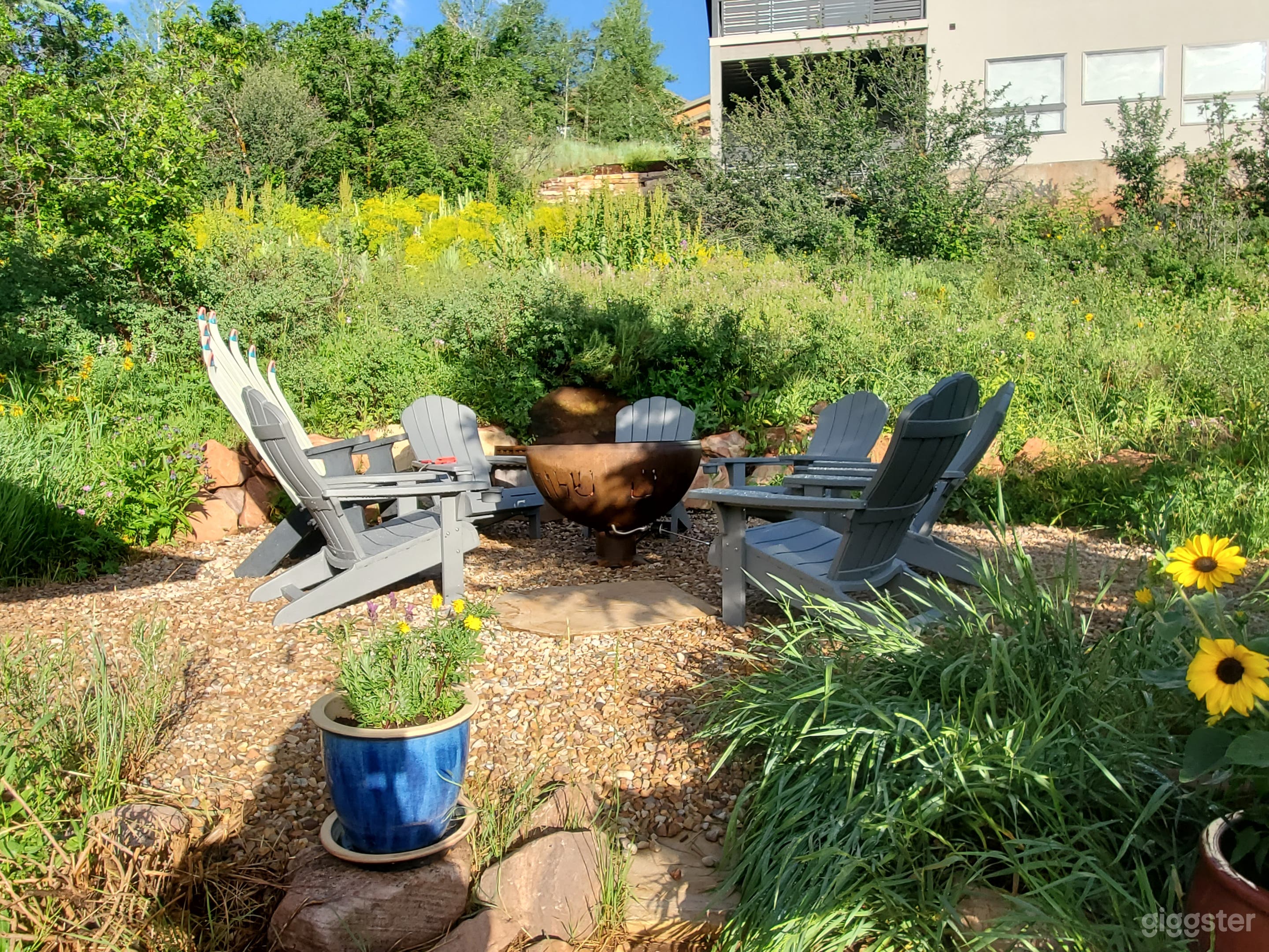 Fire pit wood chipped covered area