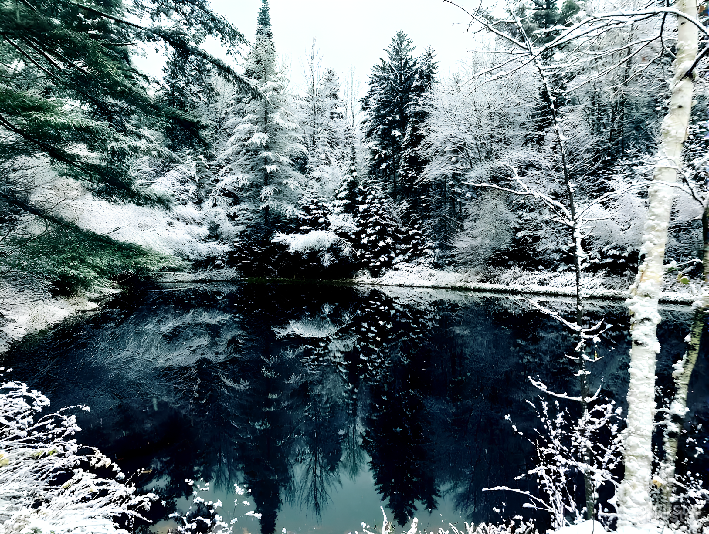 Woodland Backyard with Pond Photo 2