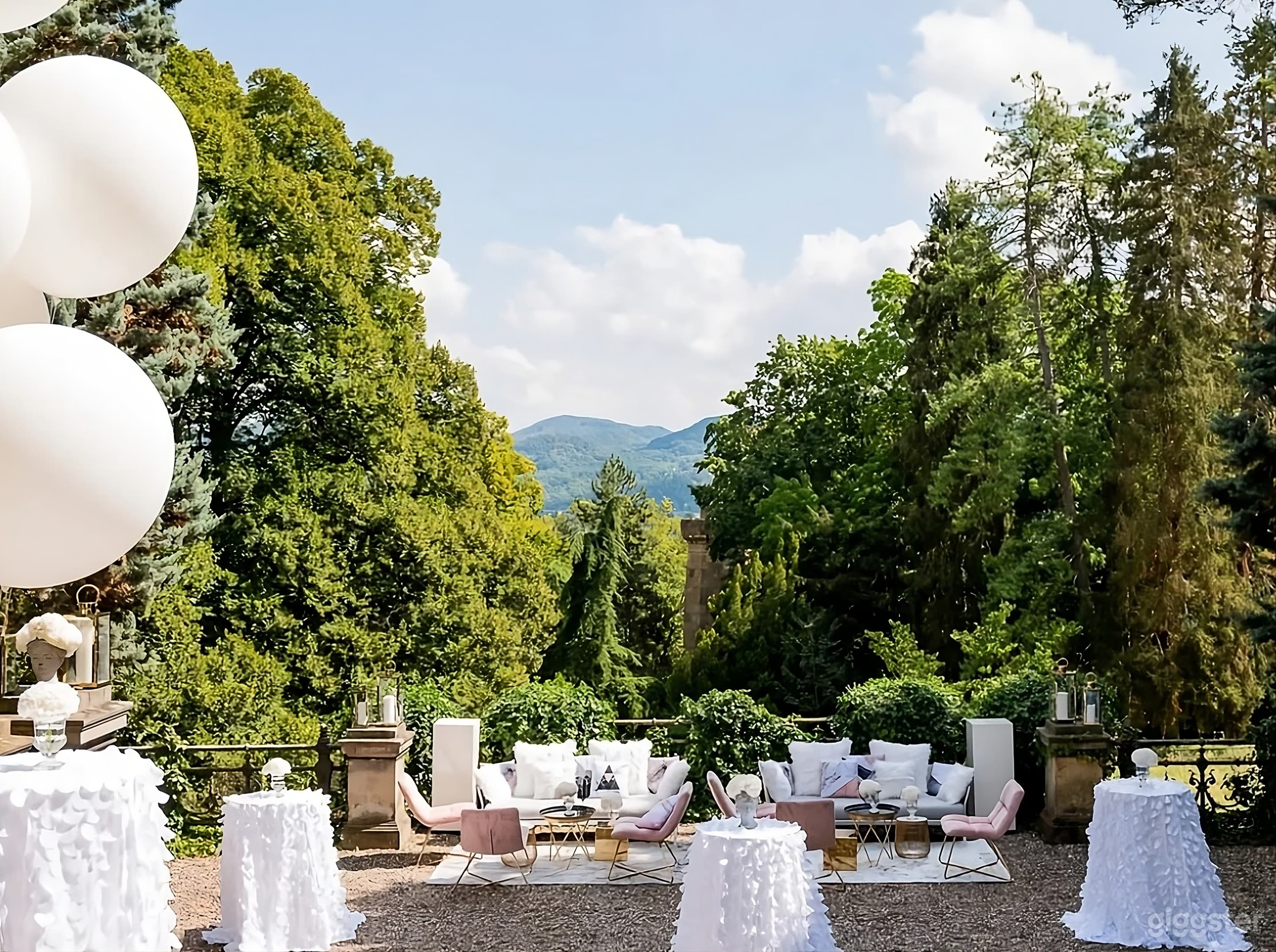 Stunning Mansion Backyard with Lush Gardens Photo 1