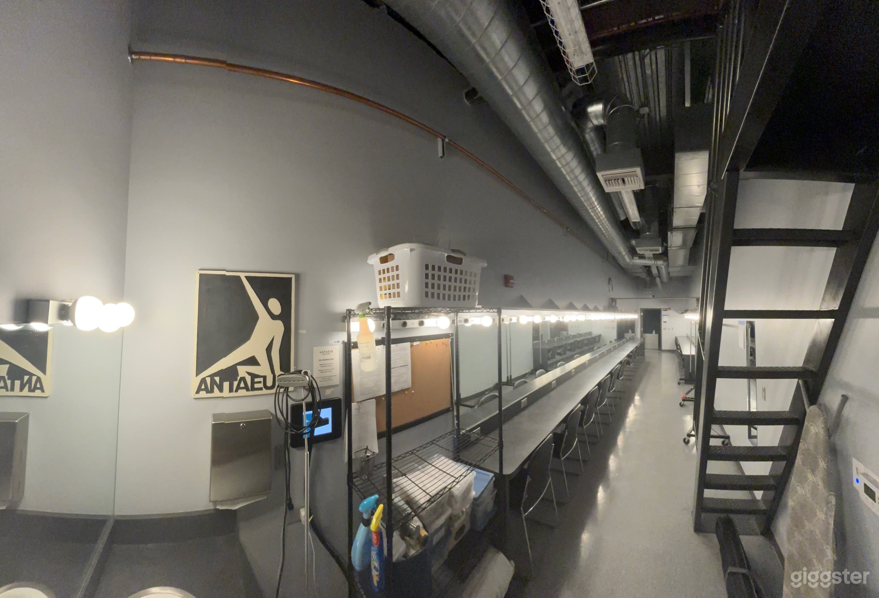 The staircase goes to the tech booth that oversees the 36-seat blackbox or the 80-seat theatre