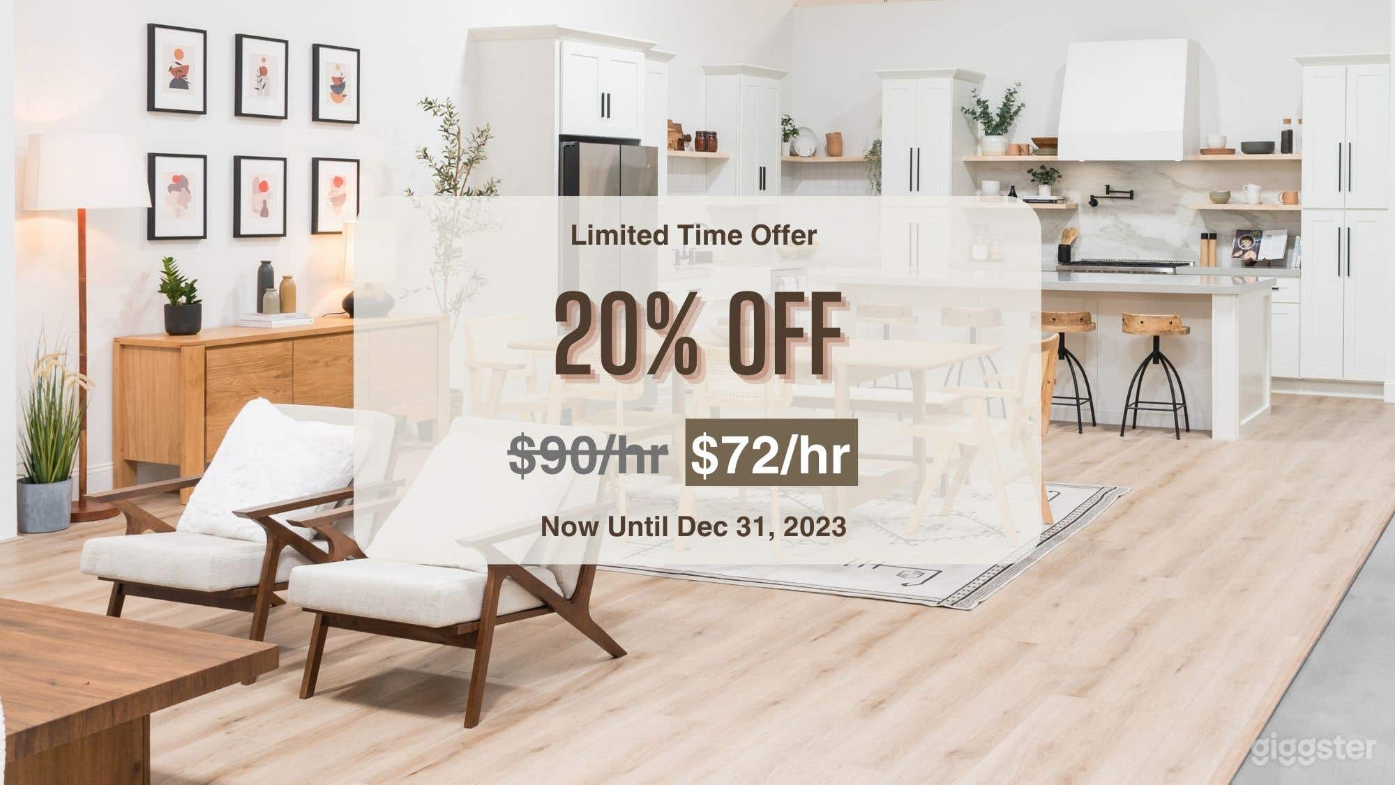 Mid-Century Luxury Kitchen, Dining &amp; Living Areas Photo 1