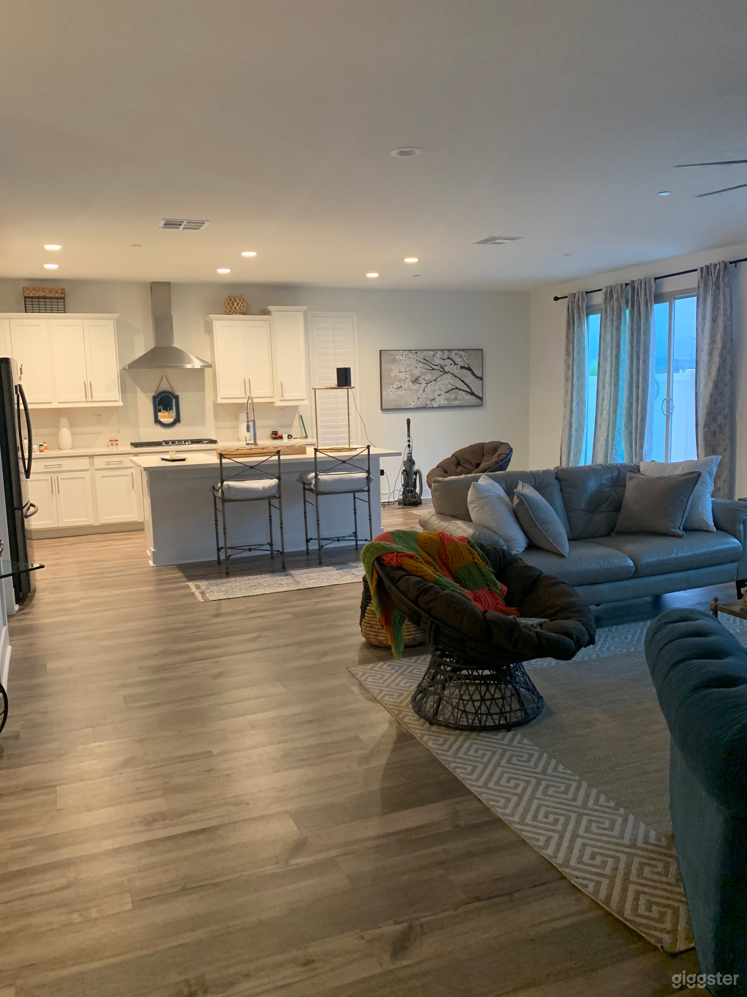 Open kitchen area with den