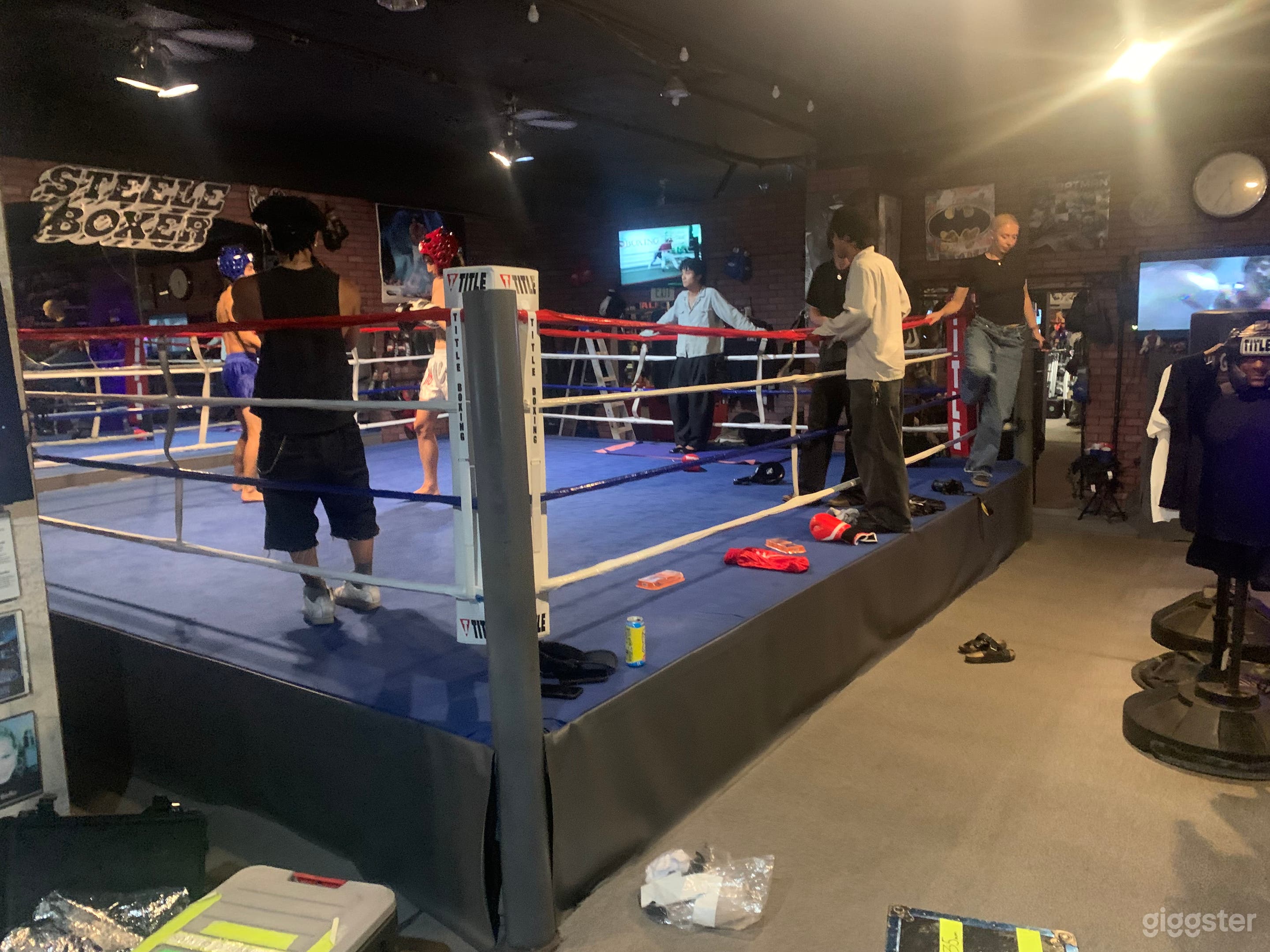 Prepping the actors for the shoot 