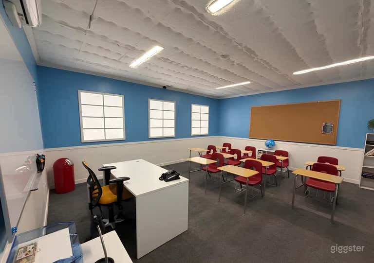 Fully designed classroom with desks 
