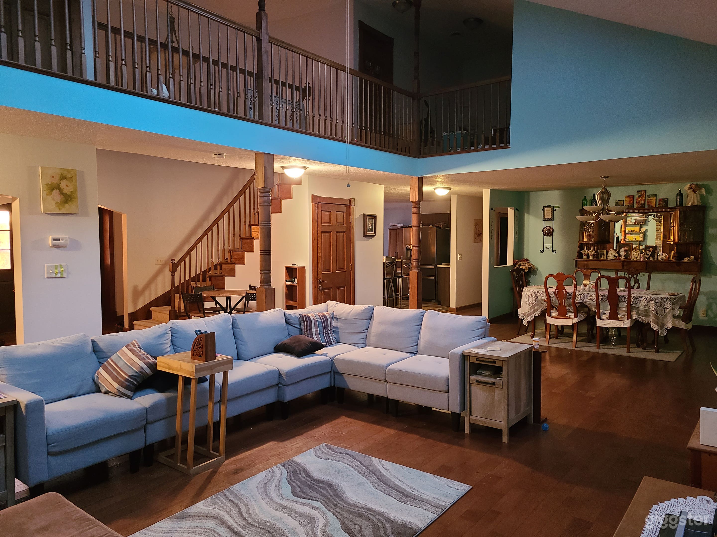 Living room and dining area; open to kitchen.