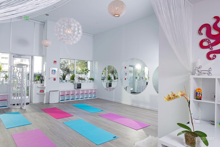  Chic Sunlight Yoga Studio in a Barbie-Pink Theme Style Interior 