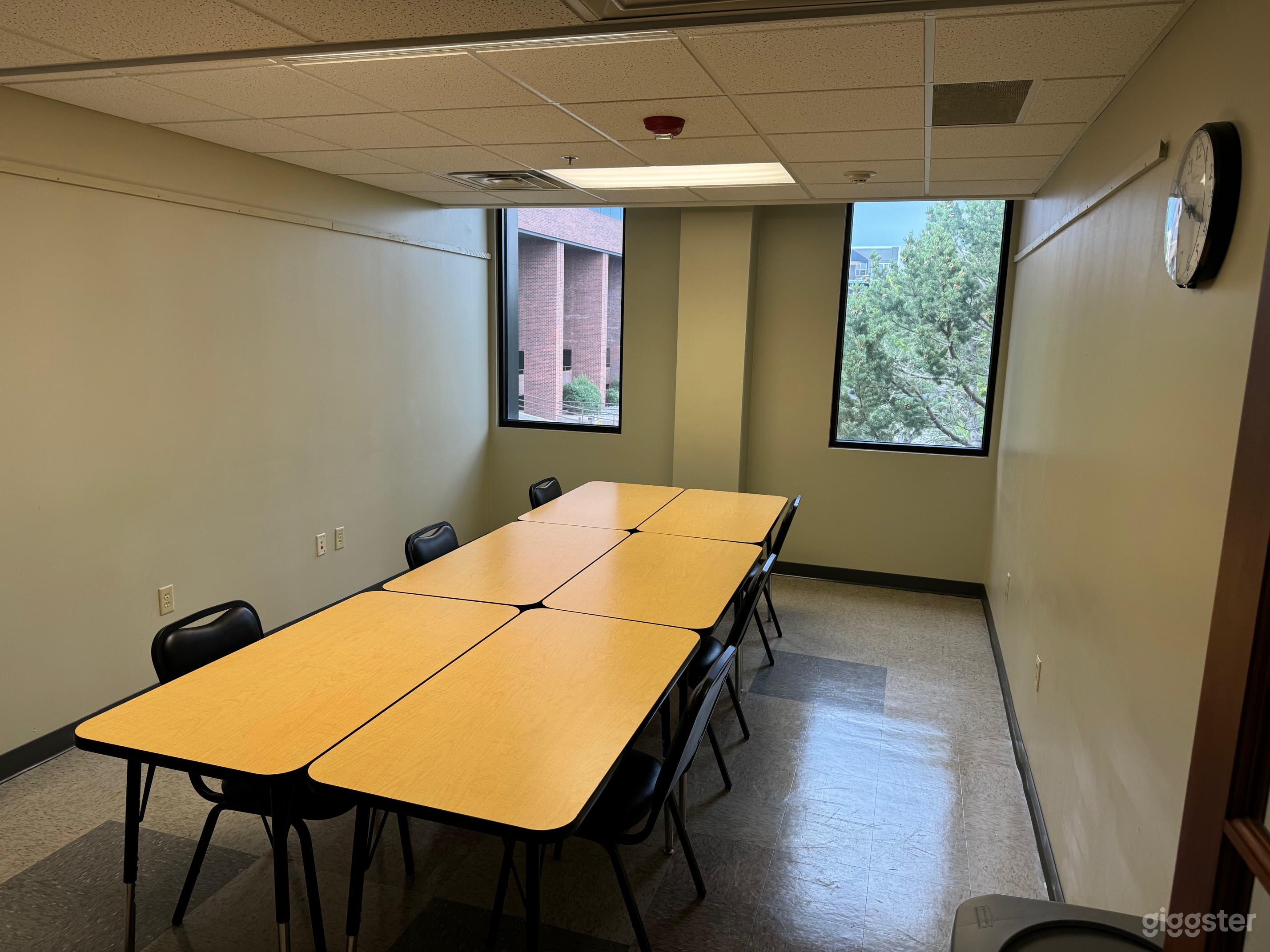 Conference setup looking from the front of the room