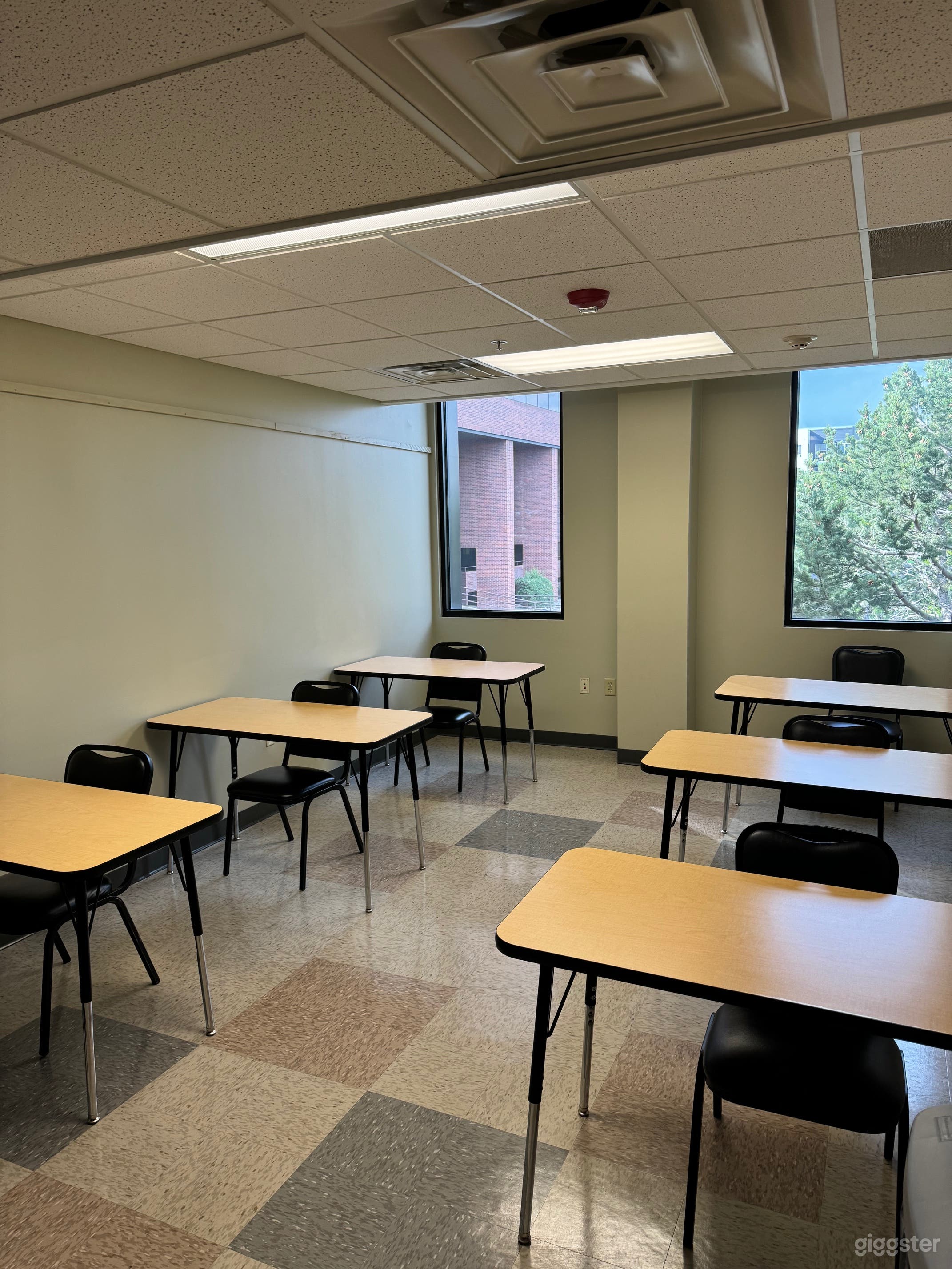 Classroom setup looking from the front of the room