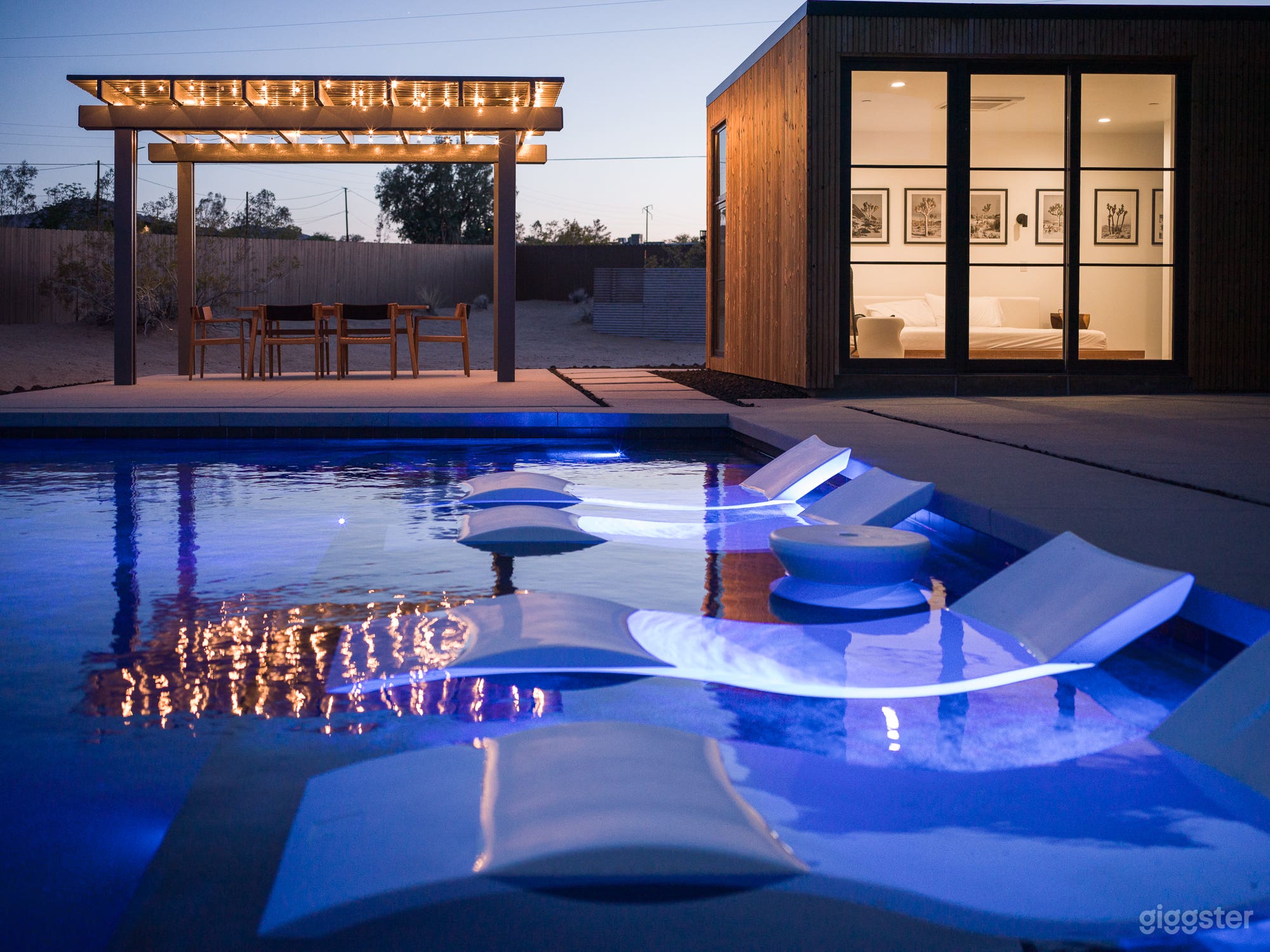 Lunawood Modern Cinematic Desert Compound with Black Pool Photo 4