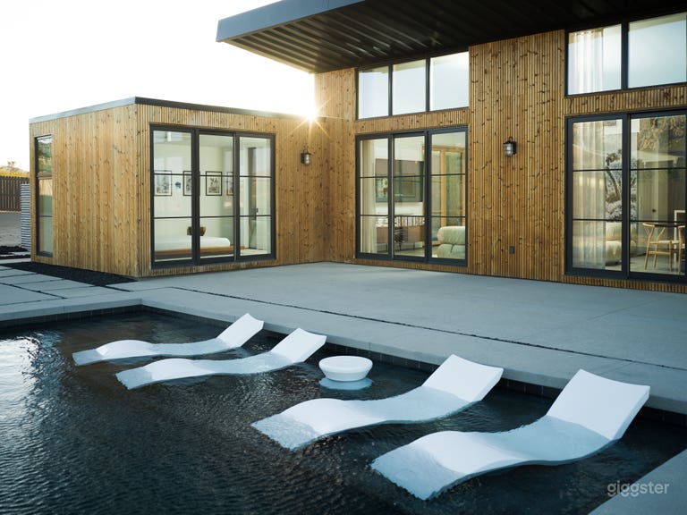  Lunawood Modern Cinematic Desert Compound with Black Pool 