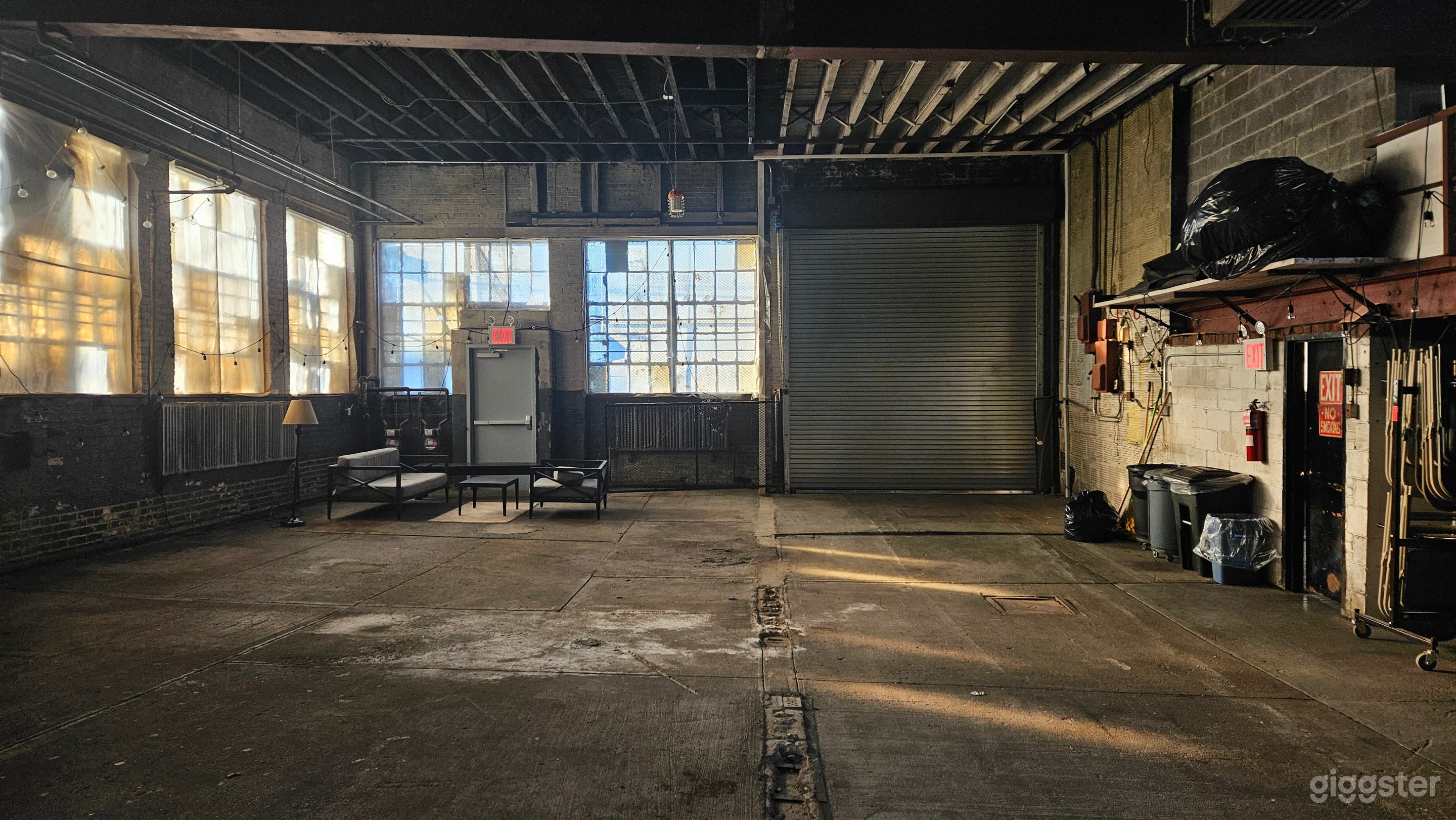 looking towards street and roll door