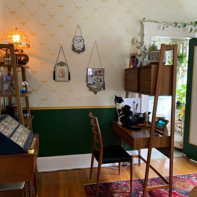  There is a small office set up in the dining room.  