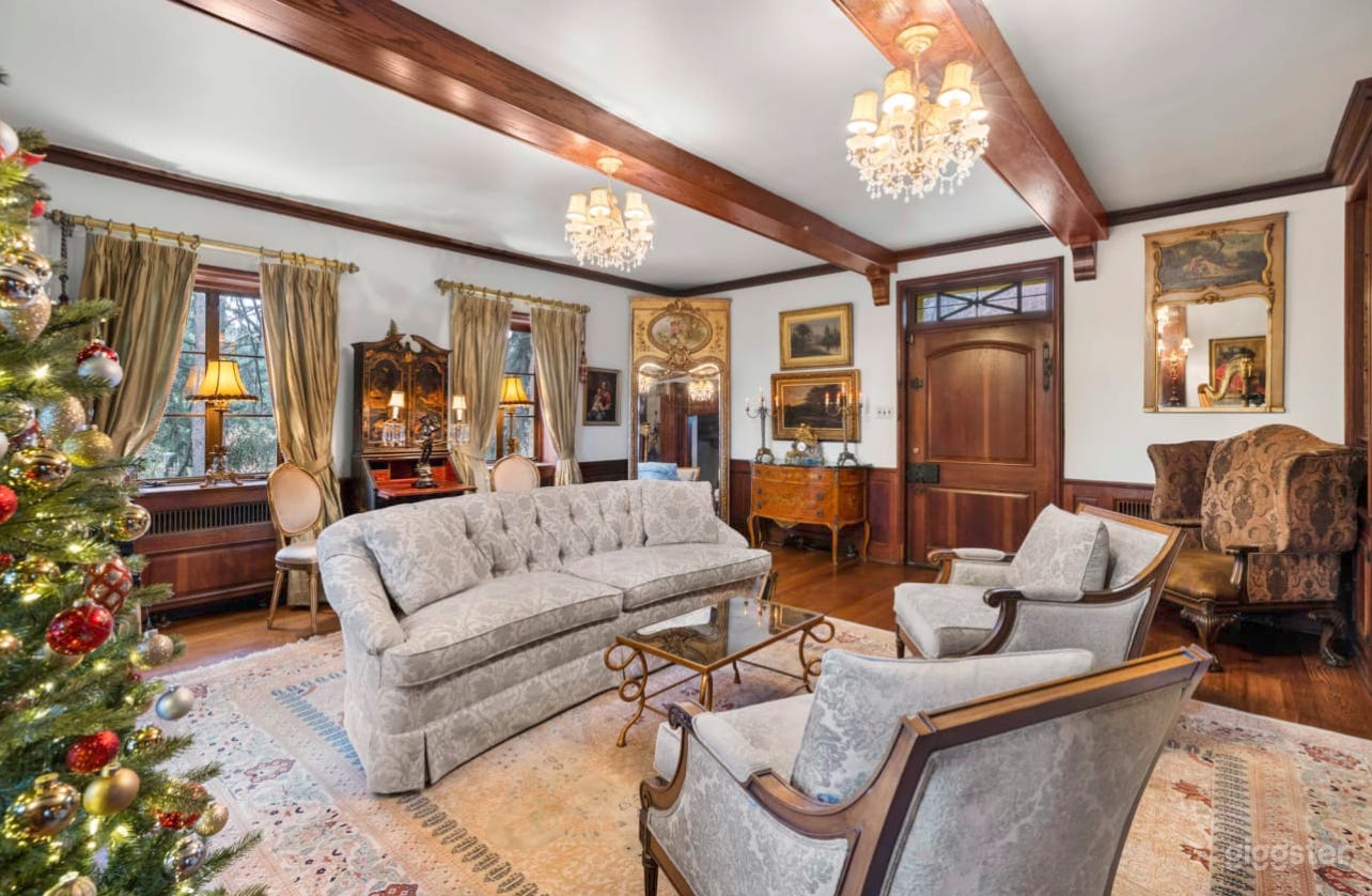 Parlor Wide Shot of Drawbridge Door