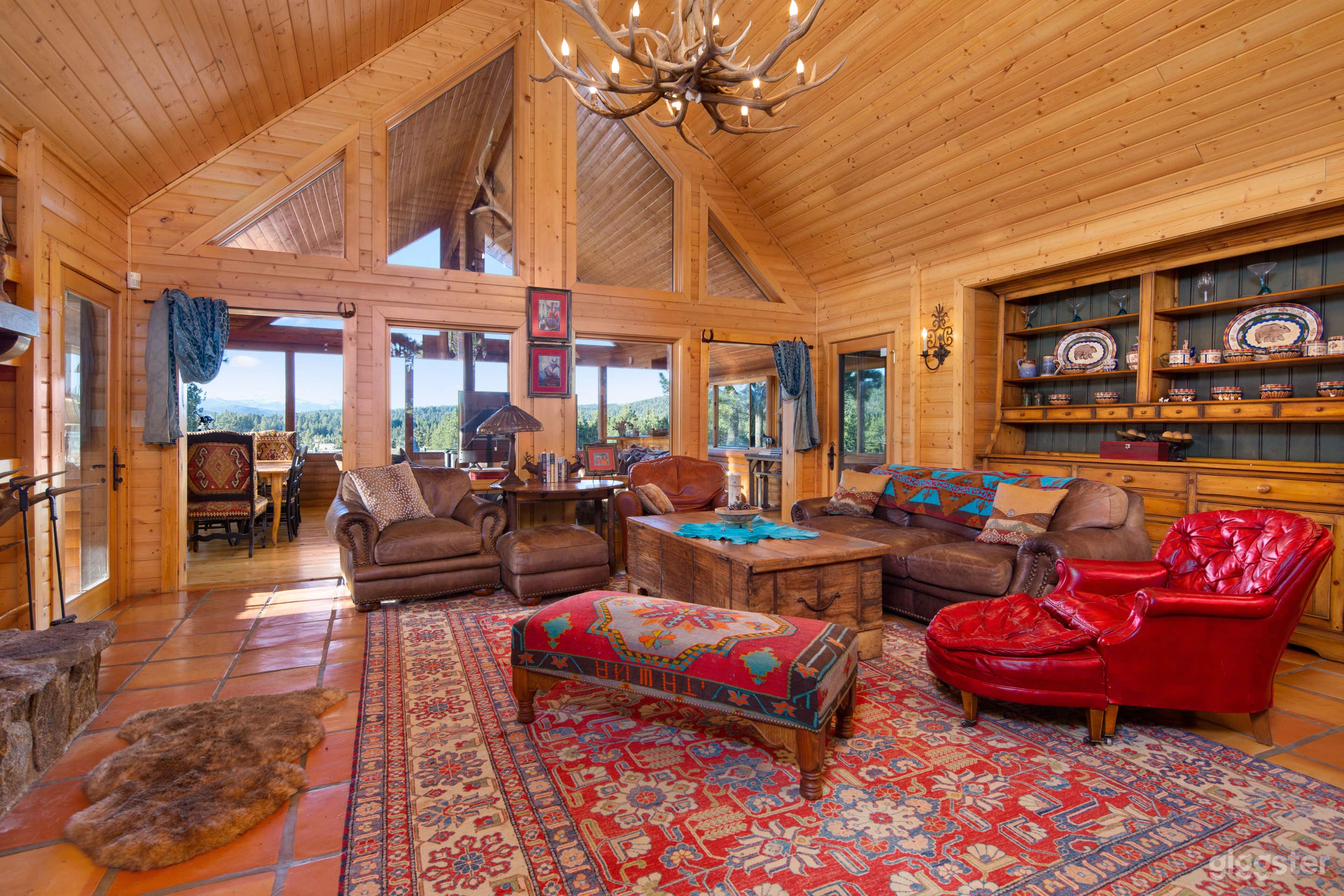 Living Room and Stone Fireplace